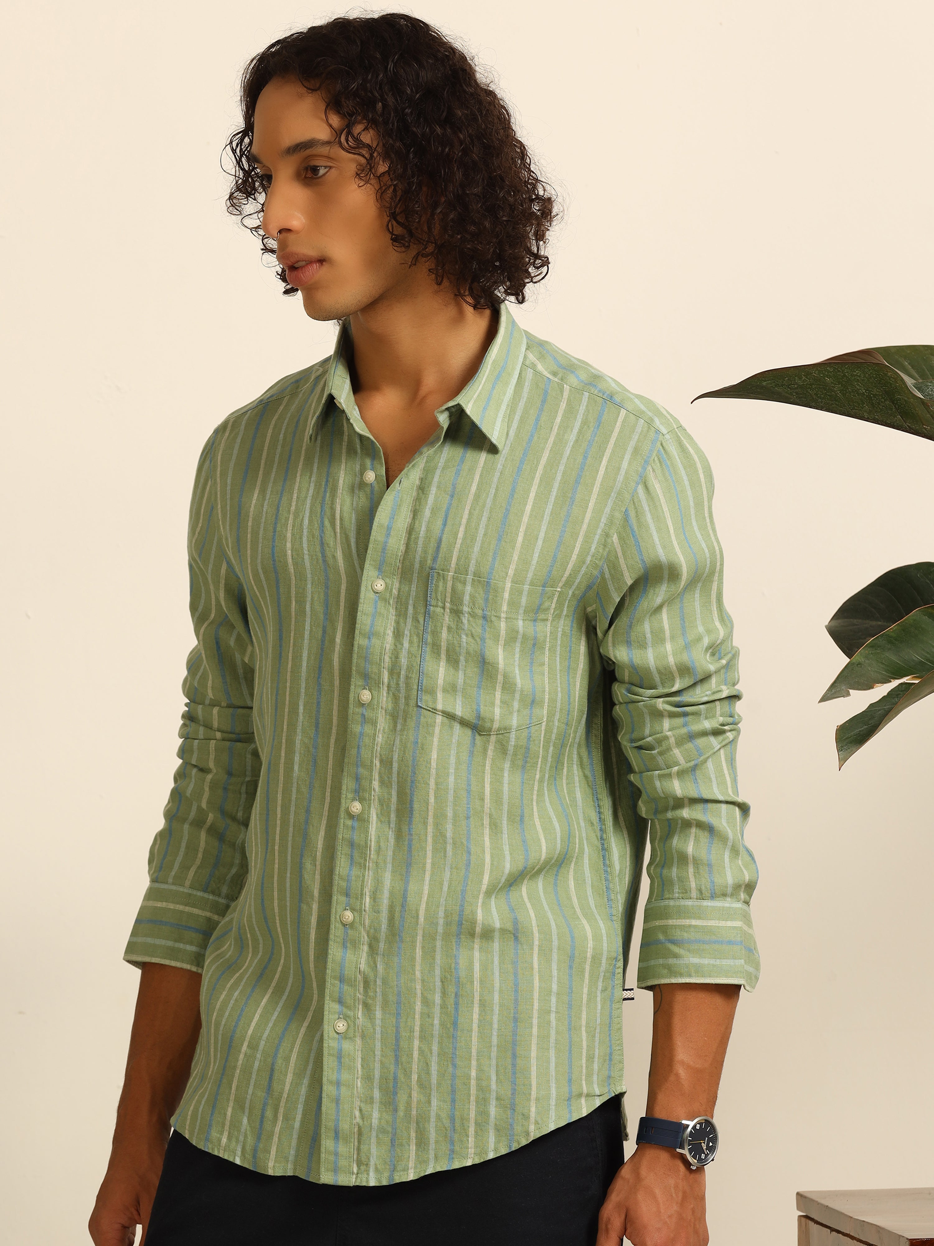 Stripe Daze 100% linen shirt