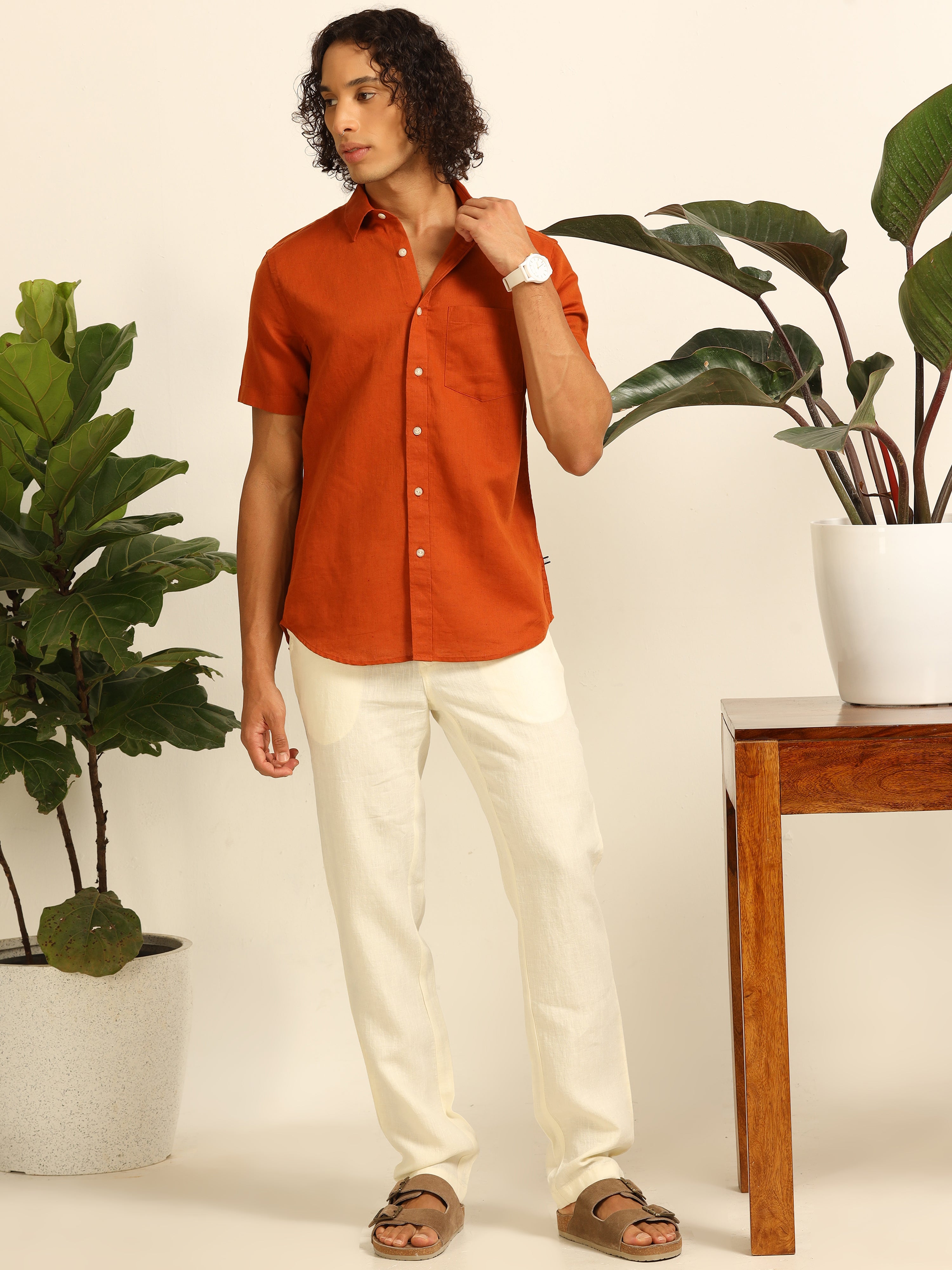 Rusty Sunset 55% linen shirt