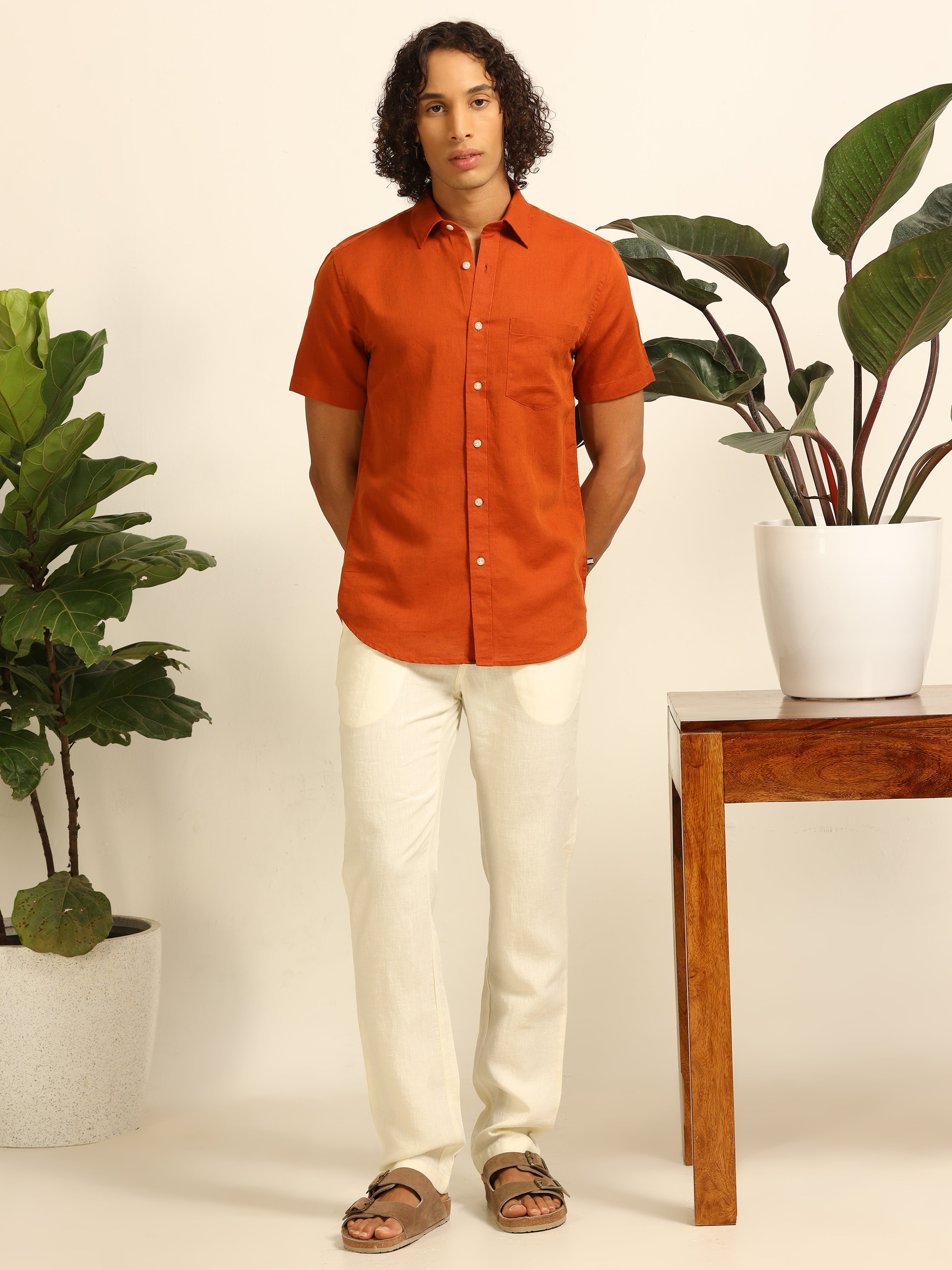 Rusty Sunset 55% linen shirt