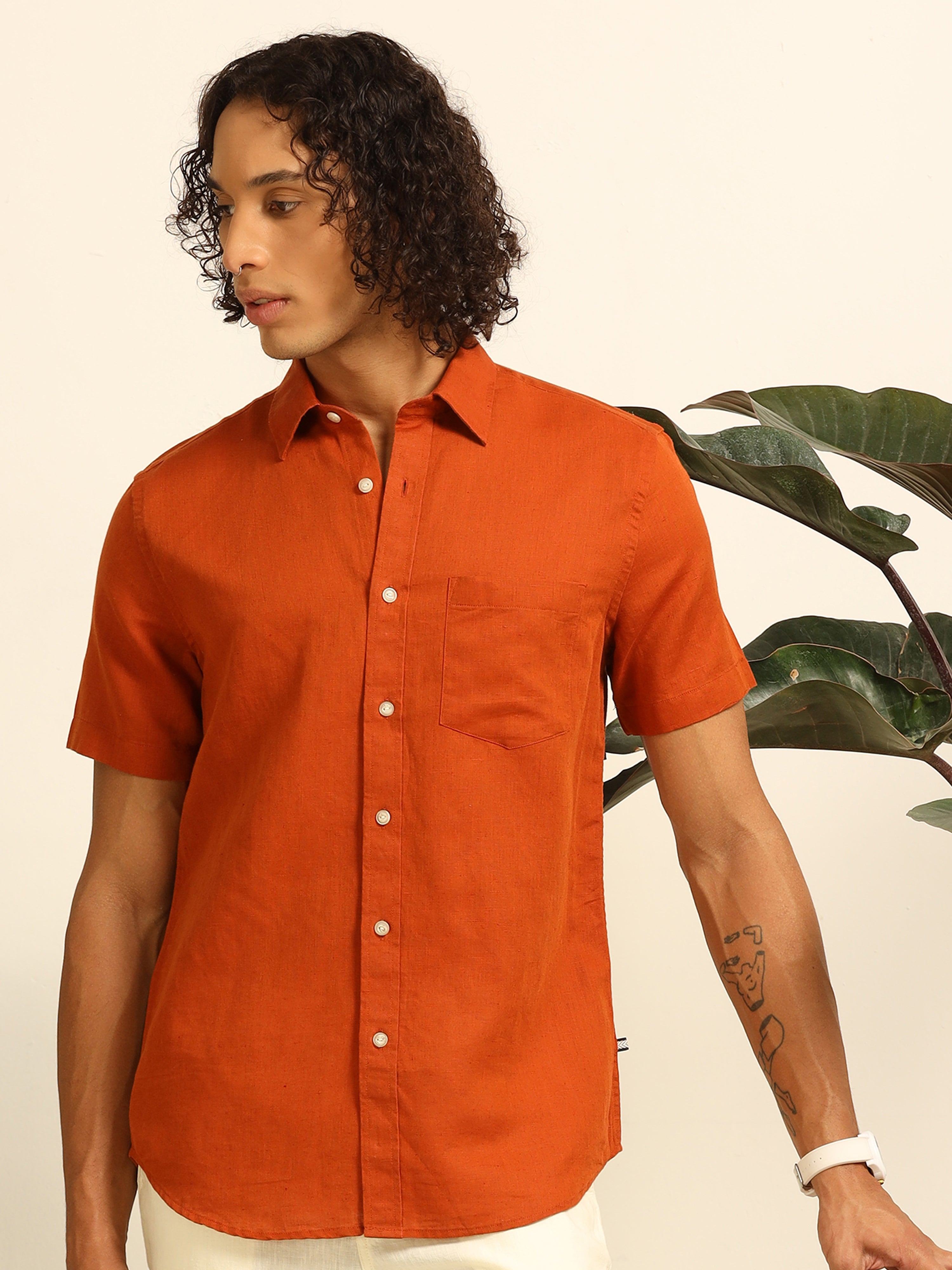 Rusty Sunset 55% linen shirt