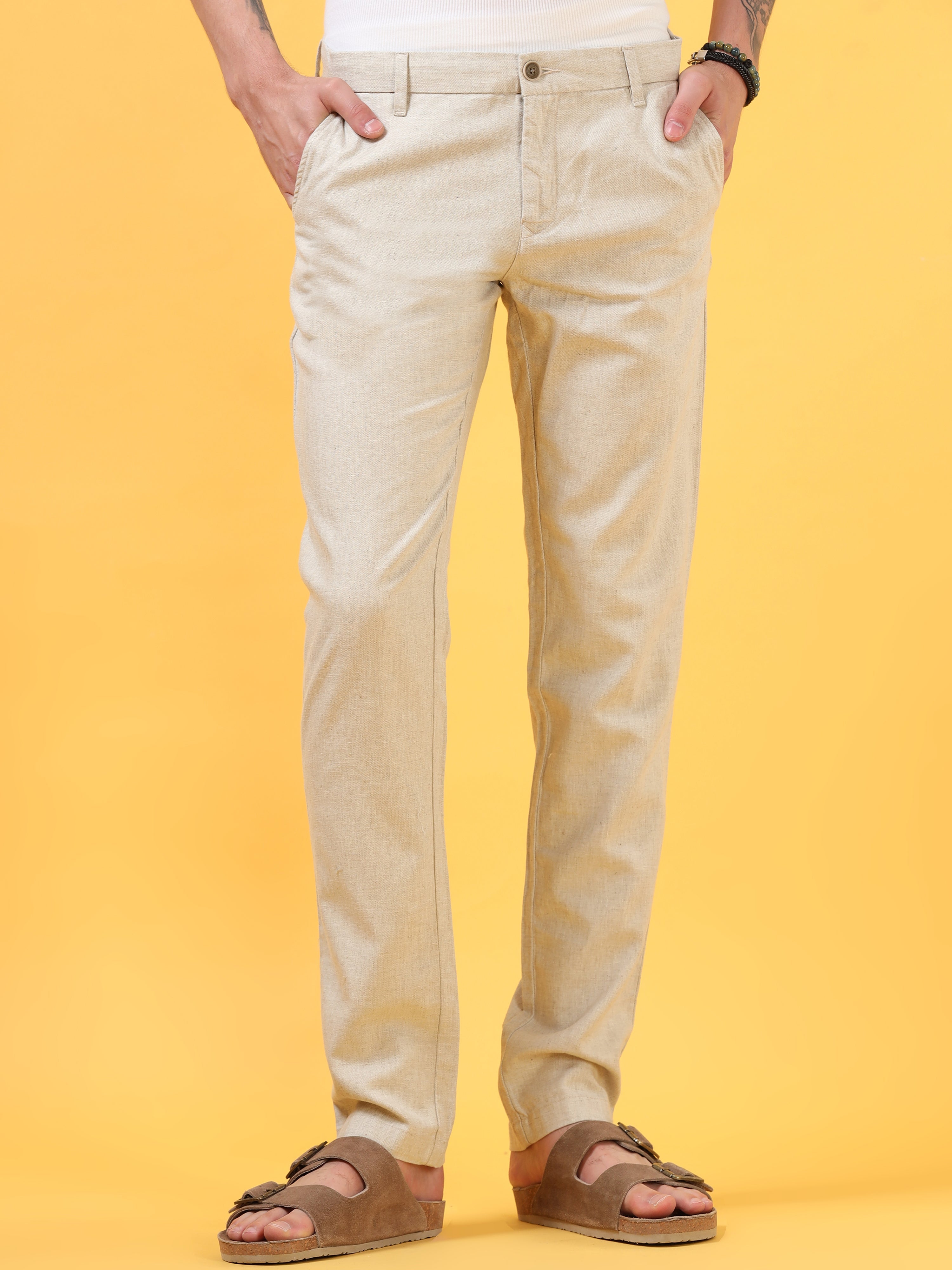 Fine Beige Linen Pant