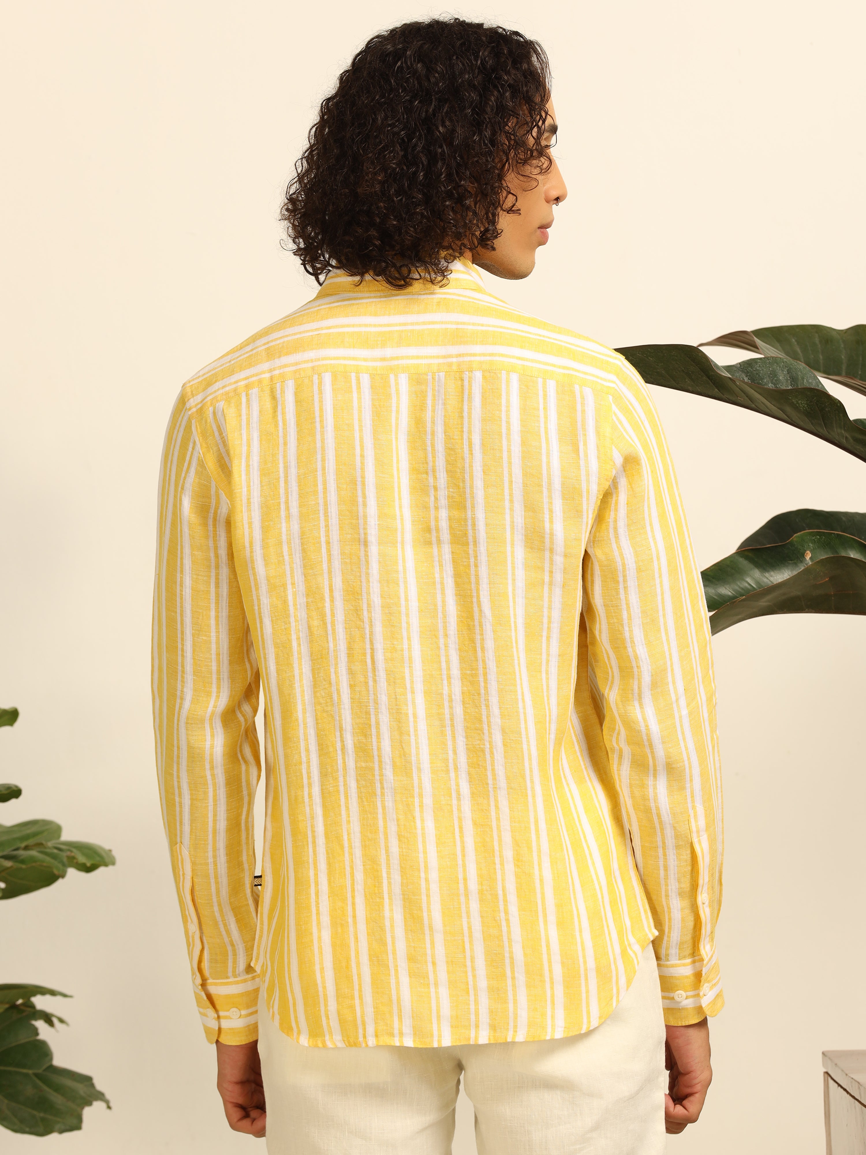 Lemon Lines 100% linen shirt