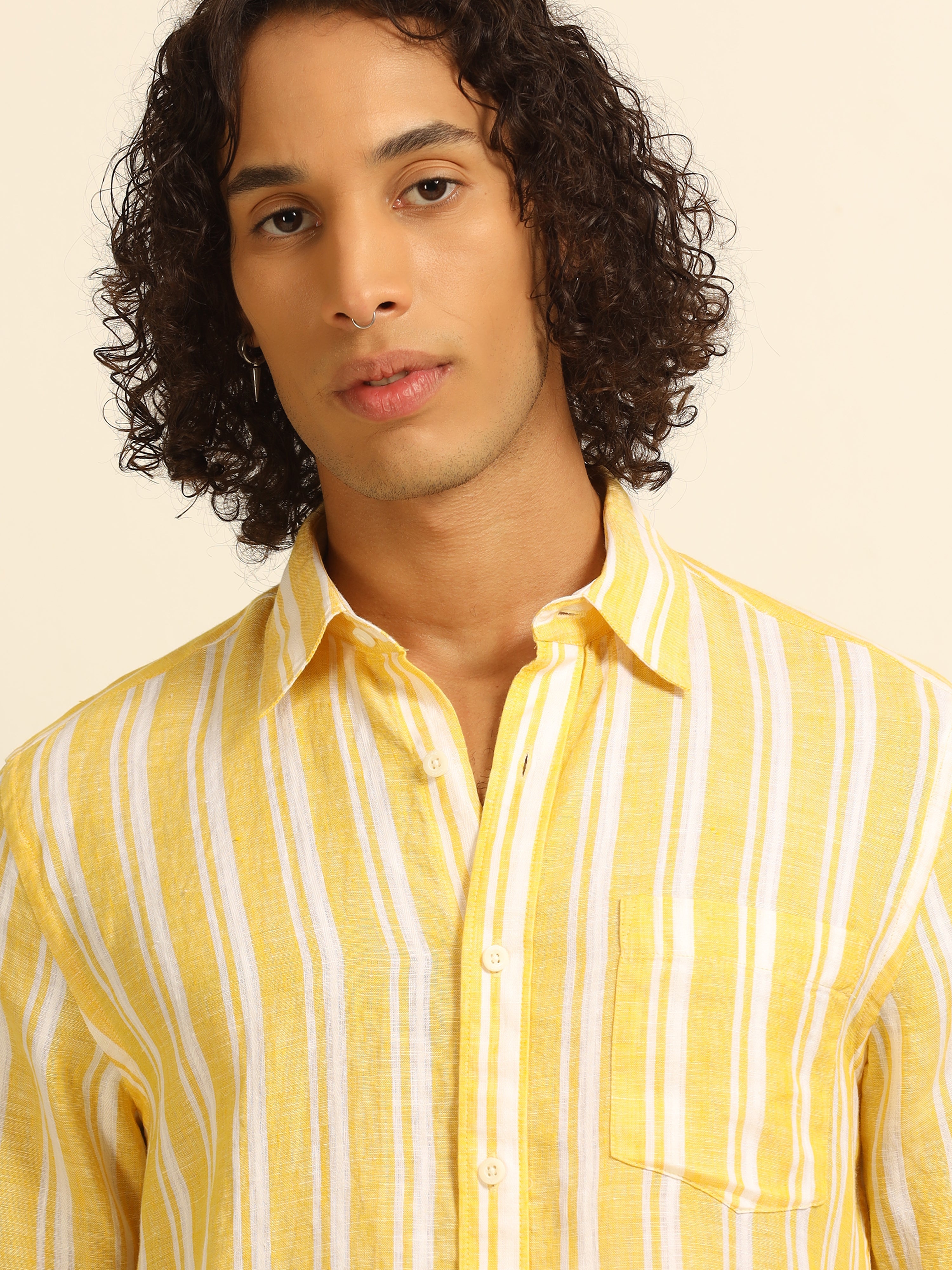 Lemon Lines 100% linen shirt