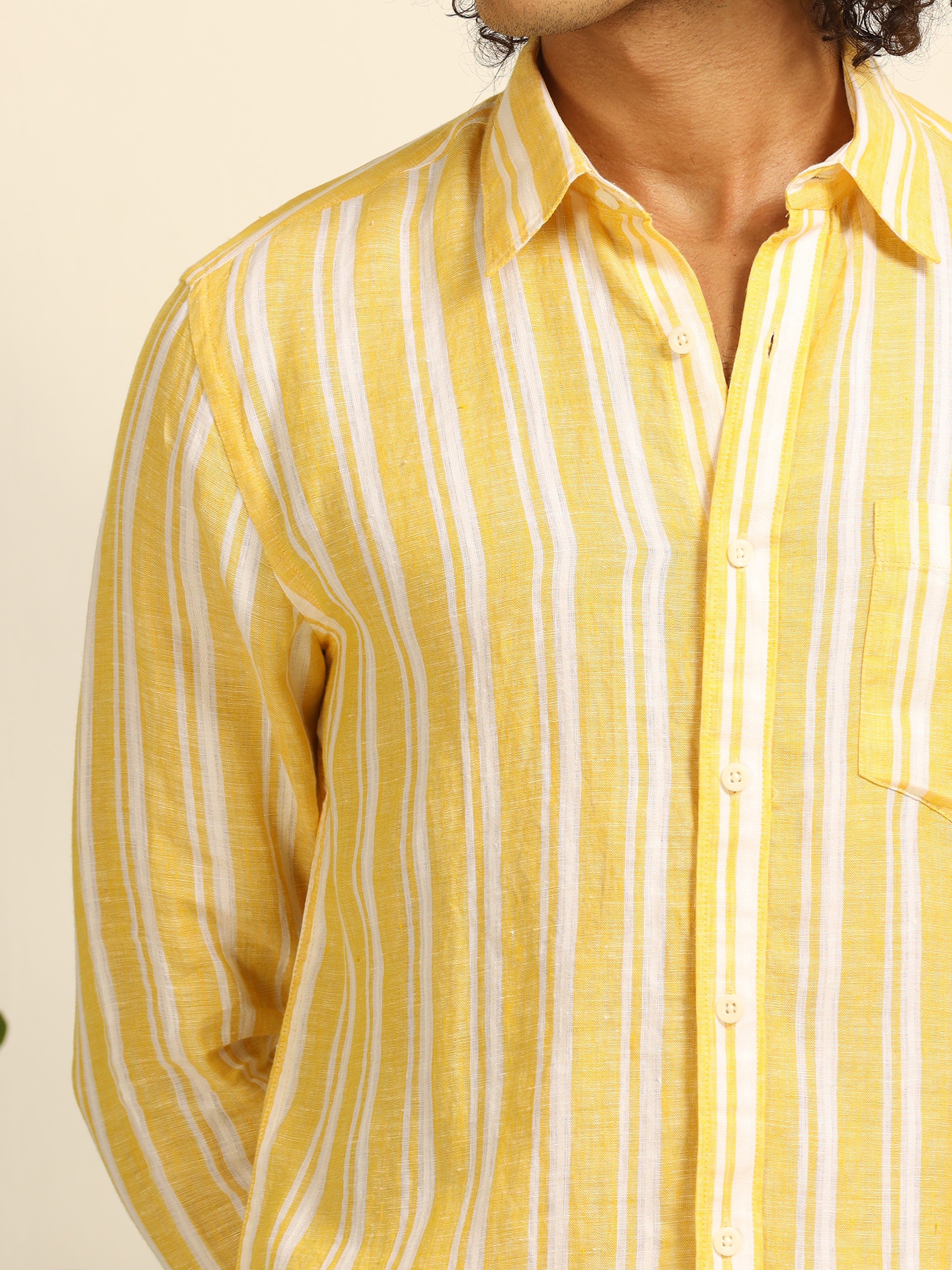 Lemon Lines 100% linen shirt