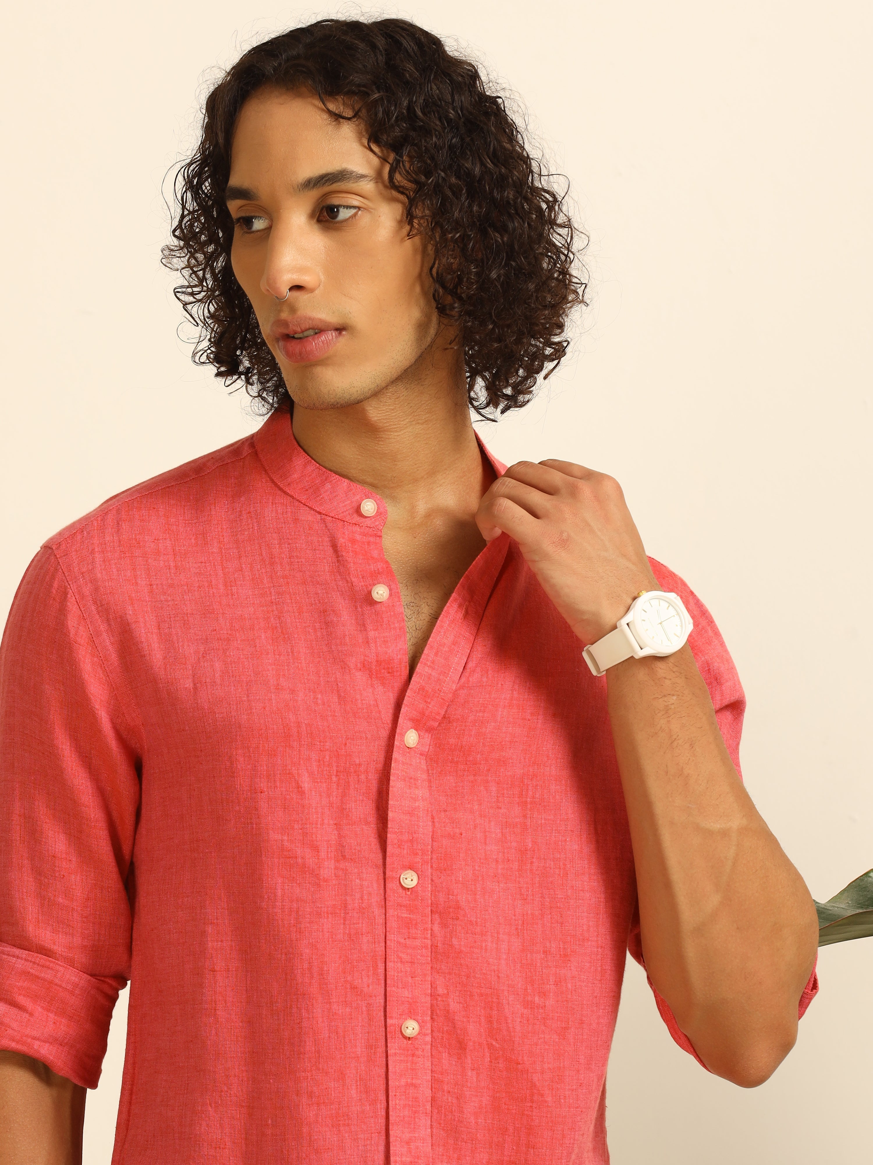 Warm Melon 100% linen shirt