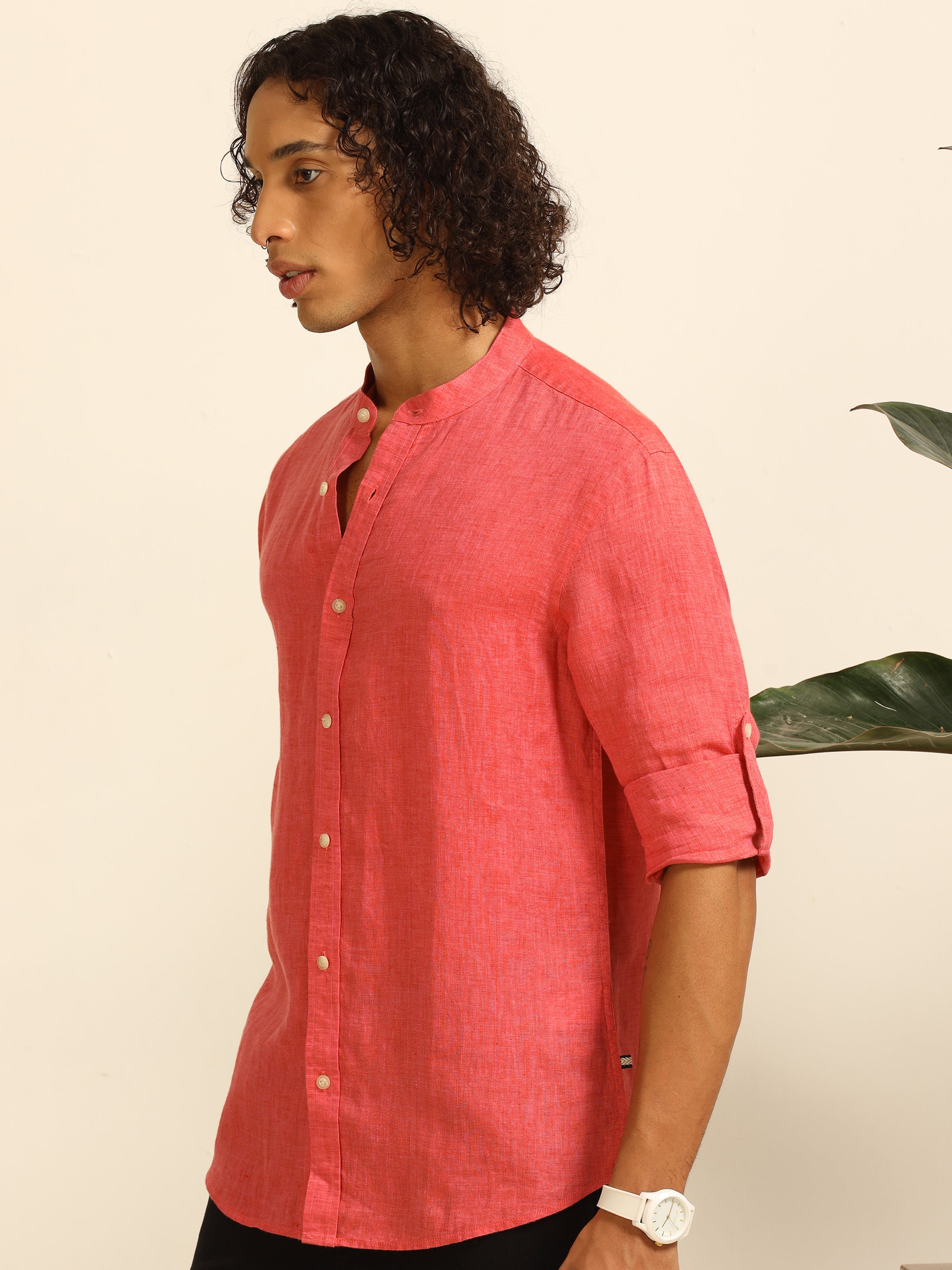 Warm Melon 100% linen shirt