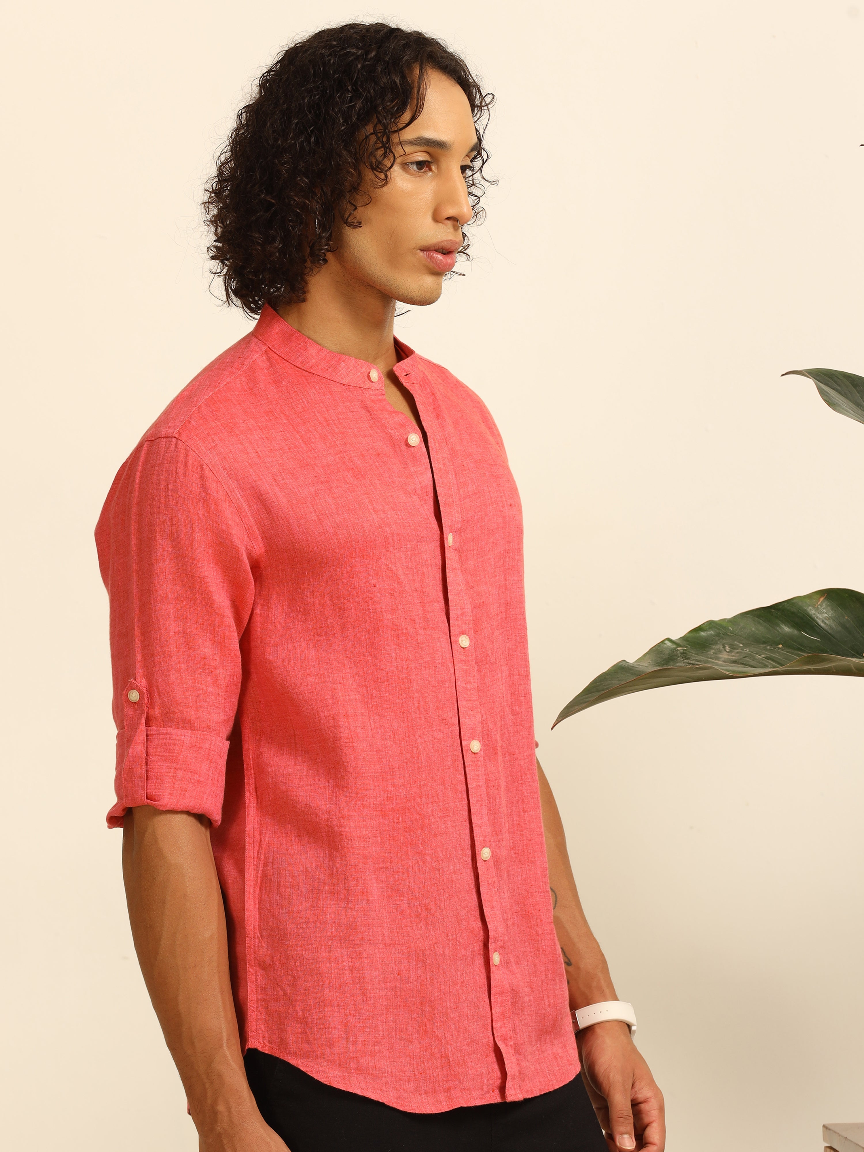 Warm Melon 100% linen shirt