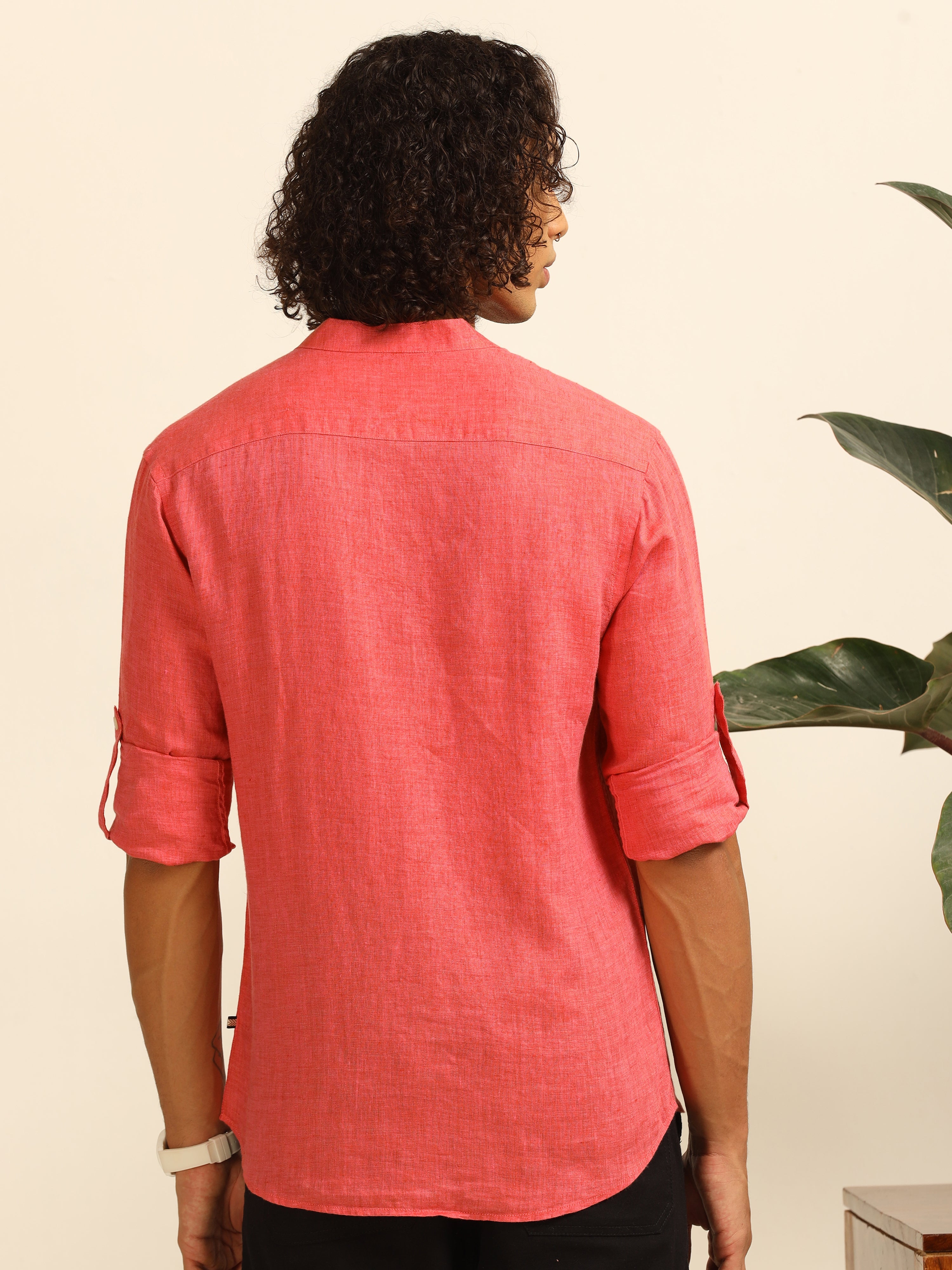 Warm Melon 100% linen shirt