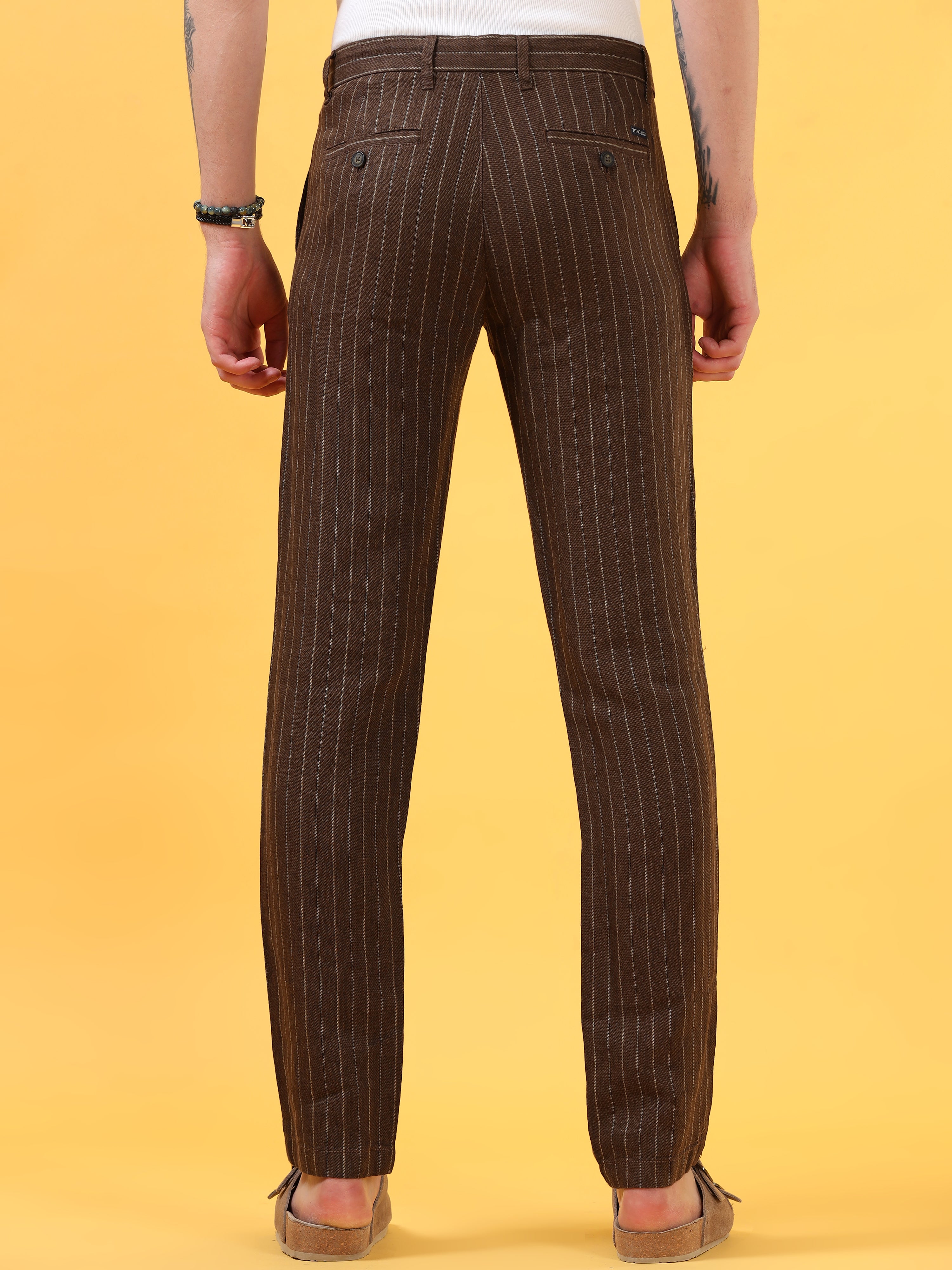 Solid Brown Linen Pants