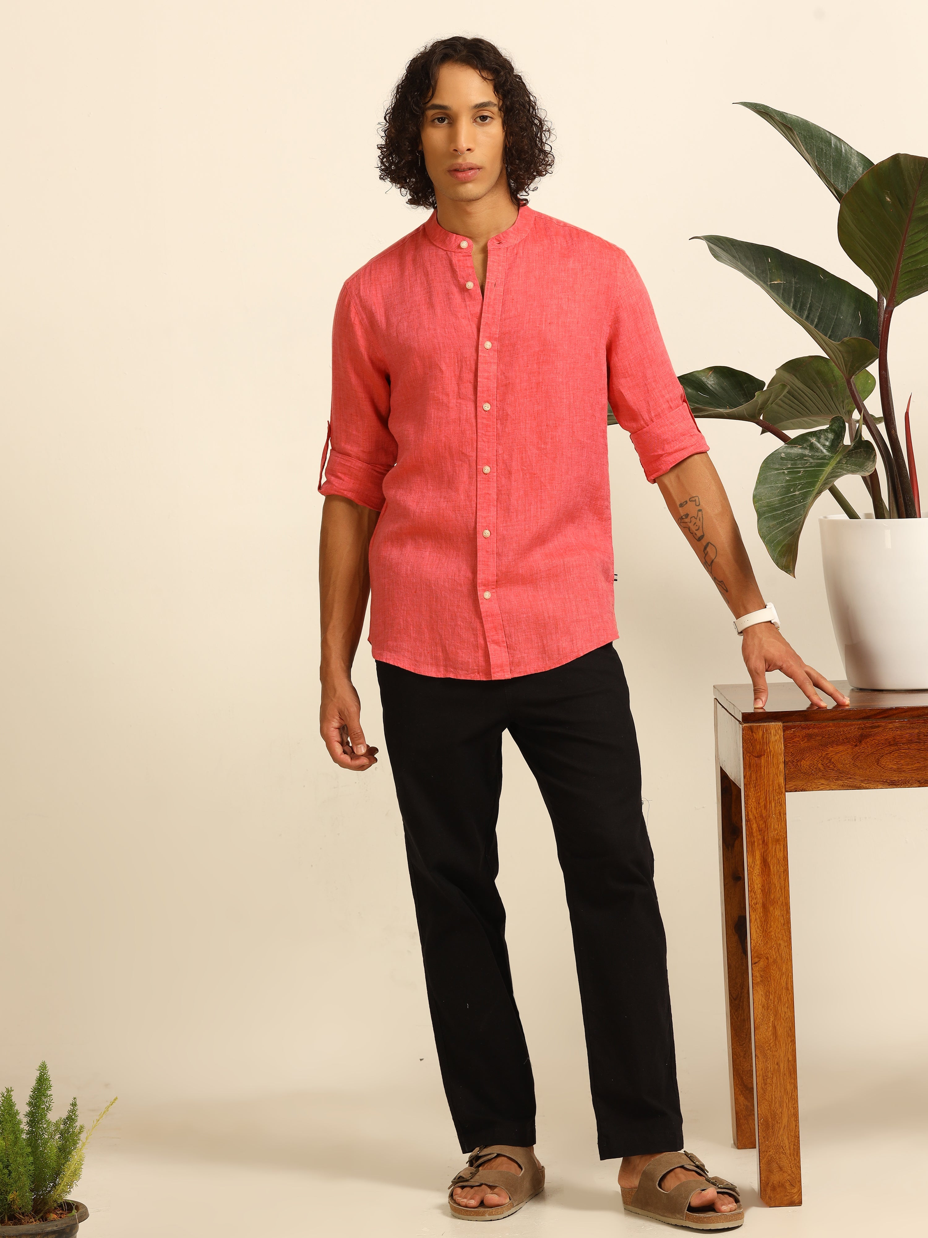 Warm Melon 100% linen shirt