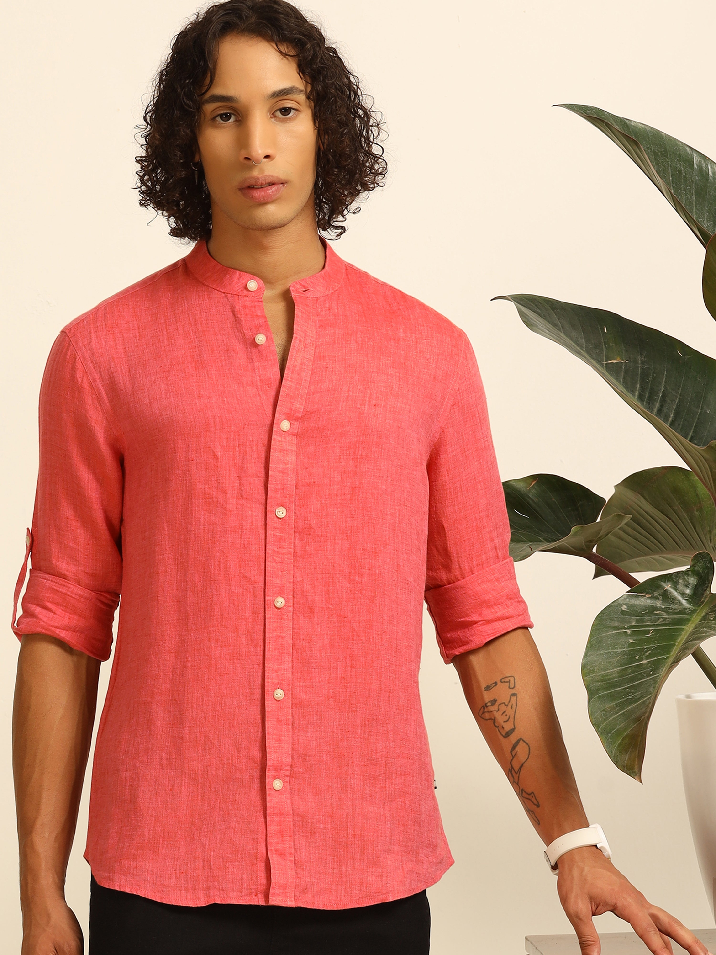 Warm Melon 100% linen shirt