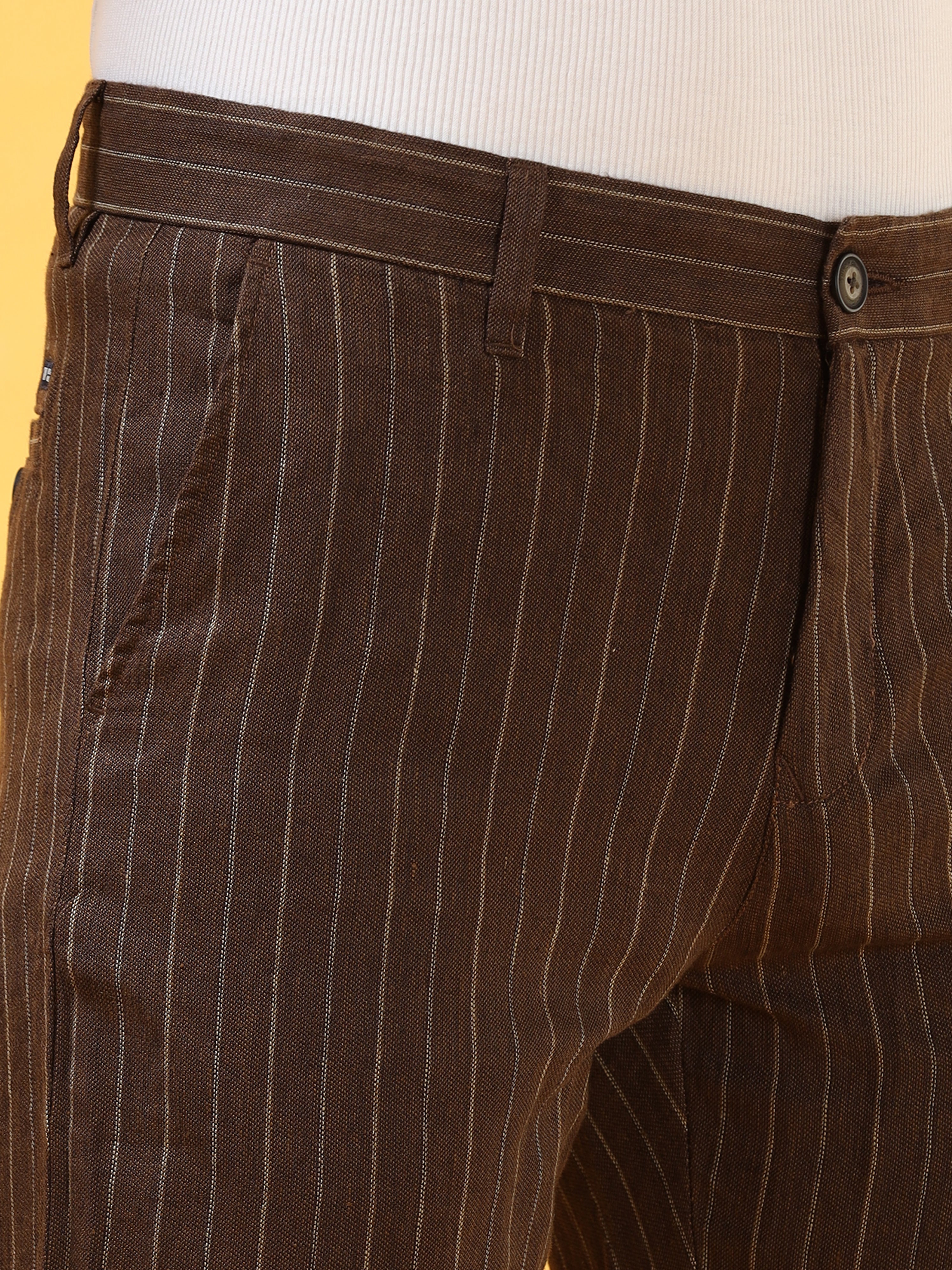 Solid Brown Linen Pants