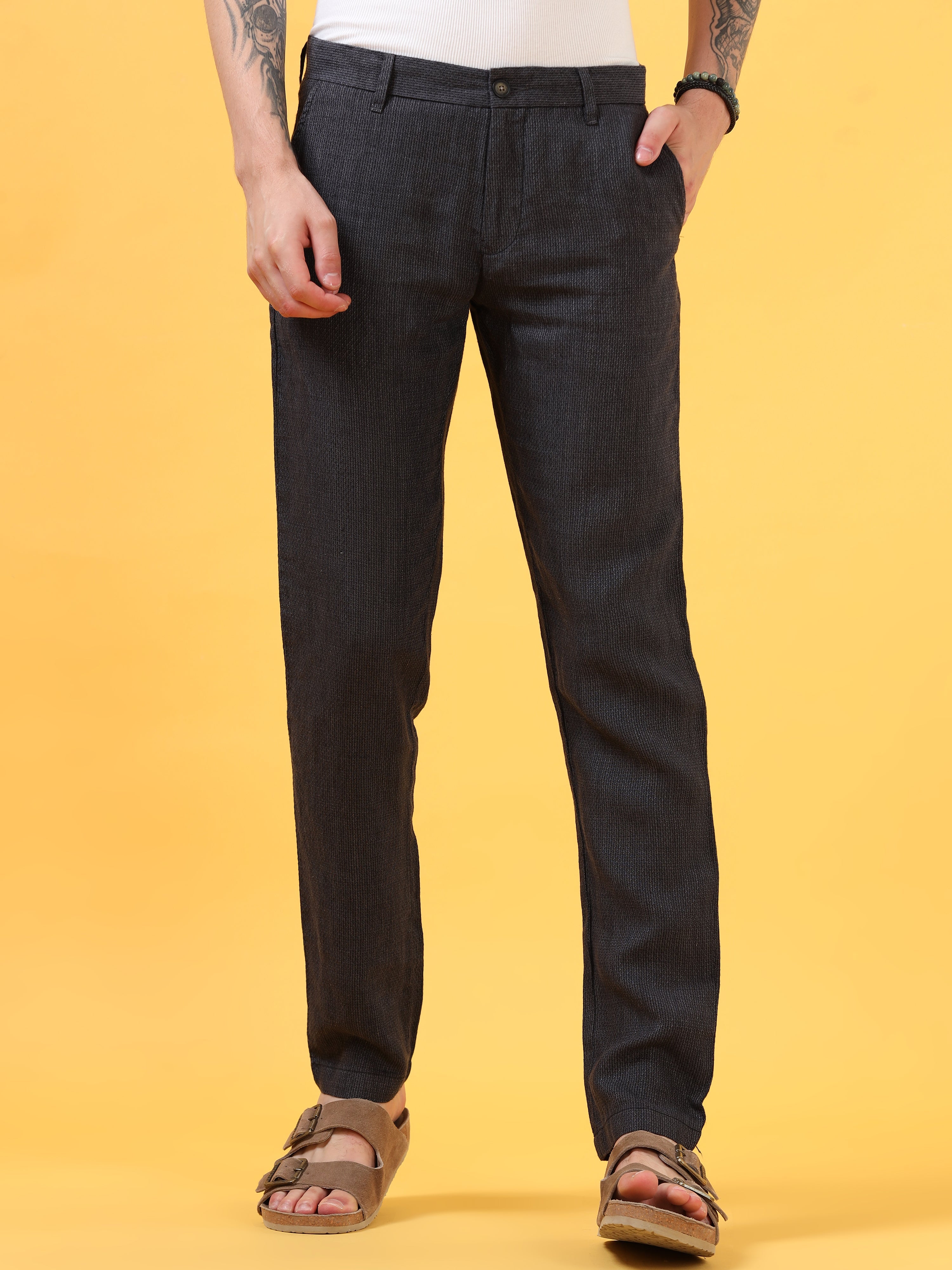 Pure Black Linen Pants