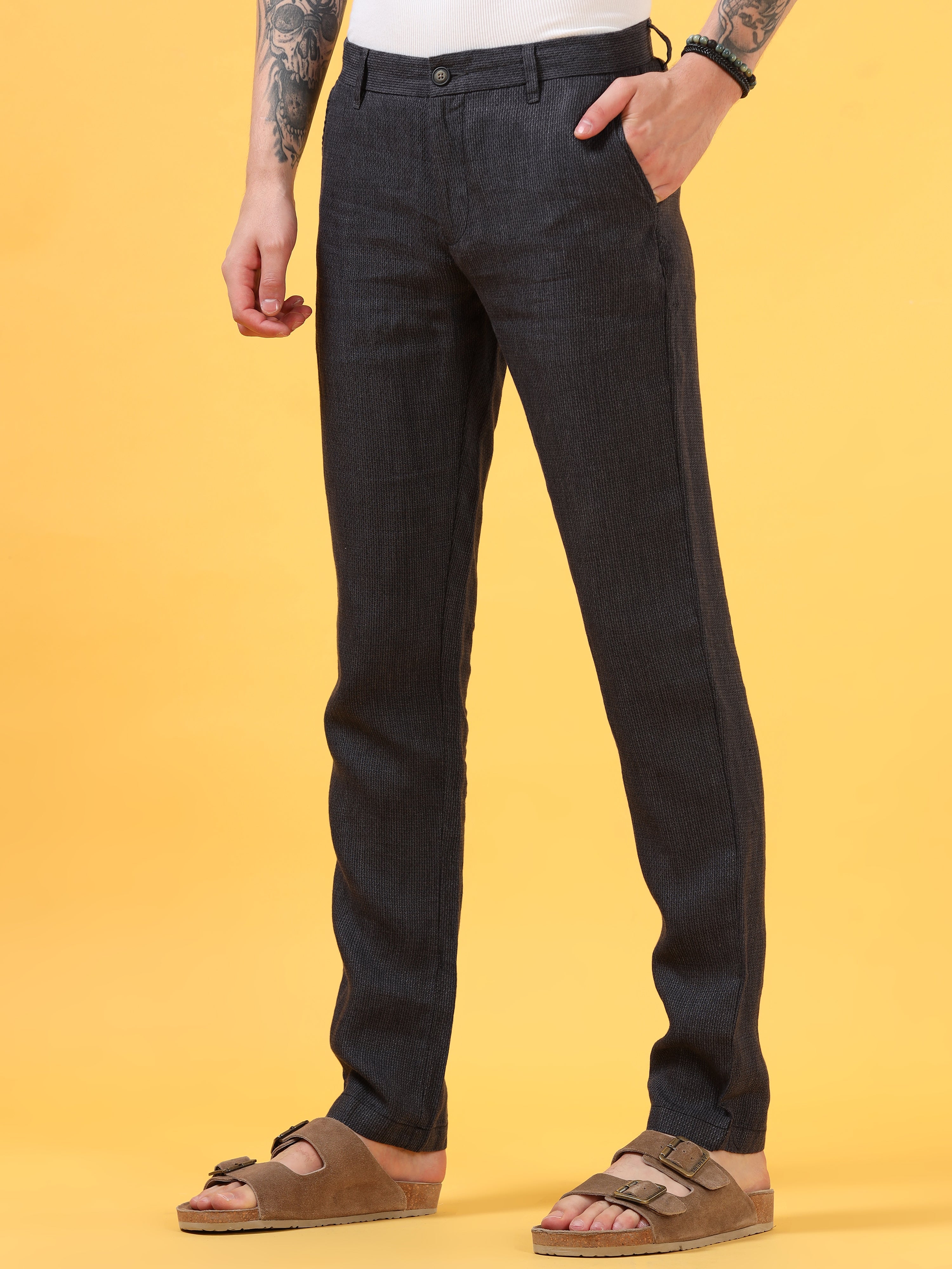 Pure Black Linen Pants