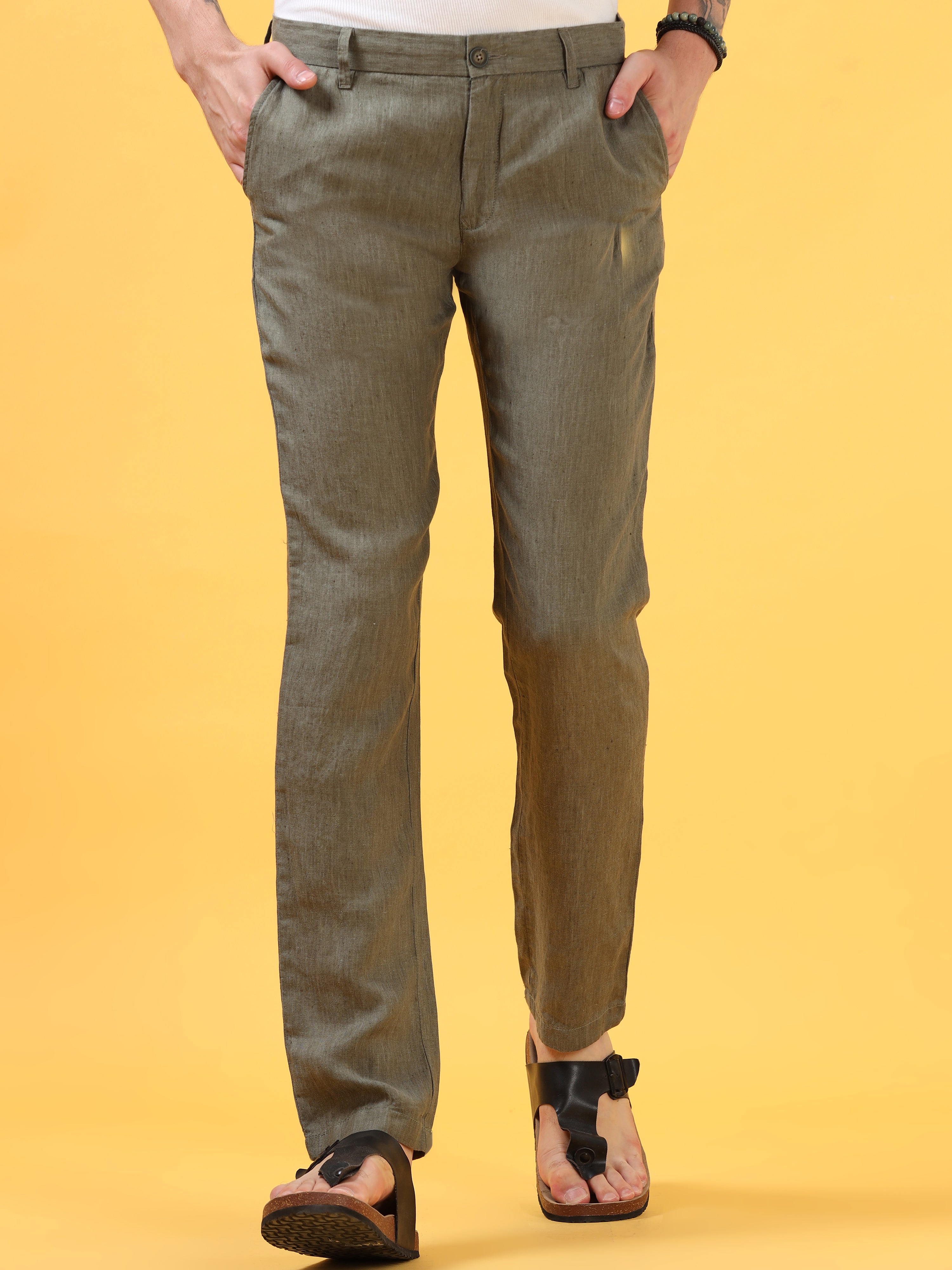 Olive Green Linen Pant