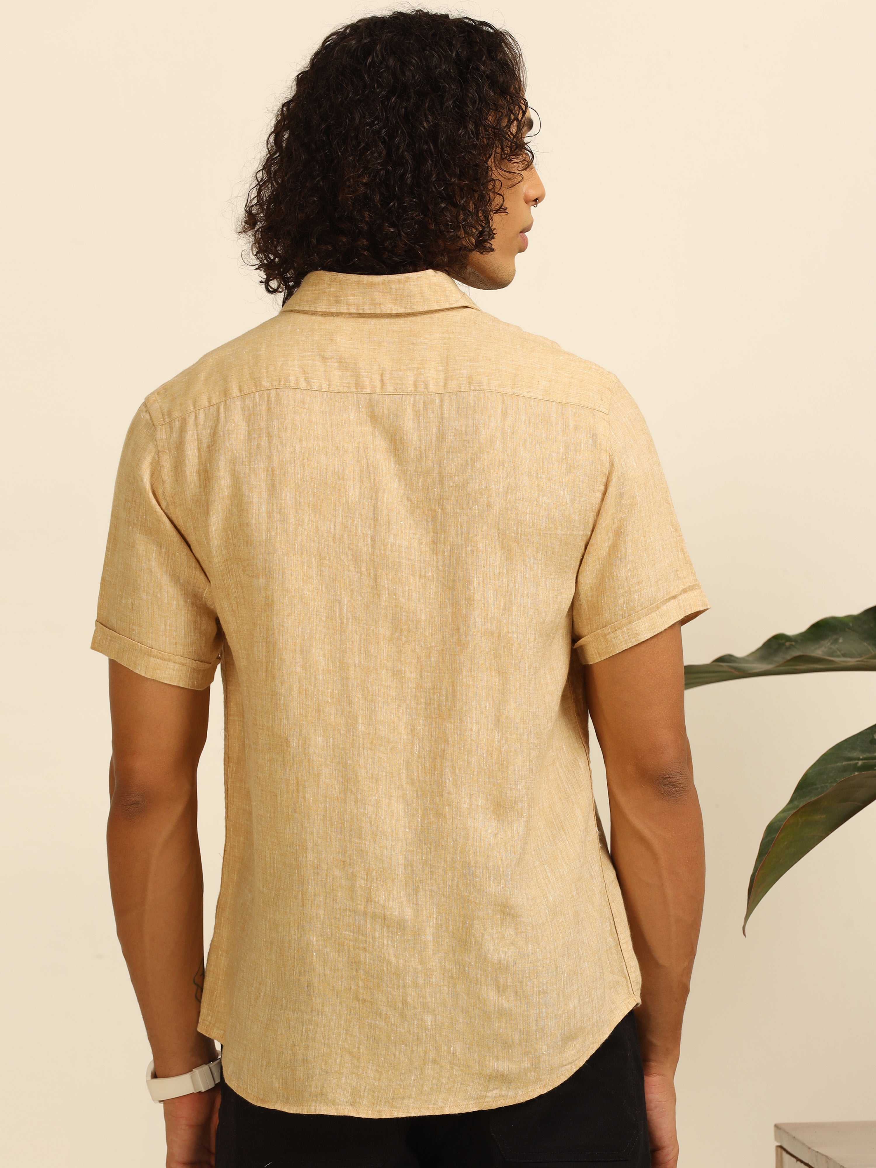 calm beige 55% linen shirt