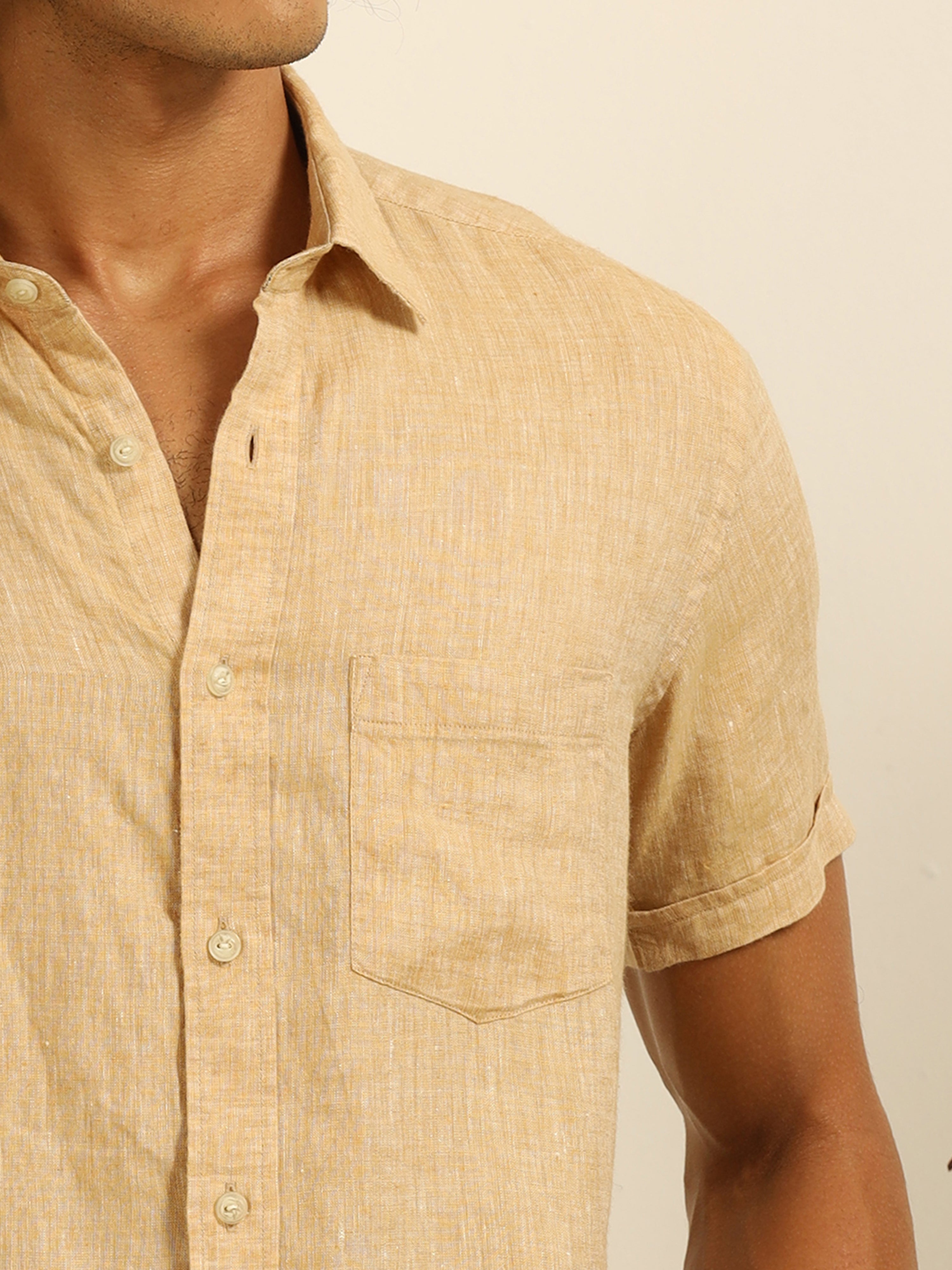 calm beige 55% linen shirt