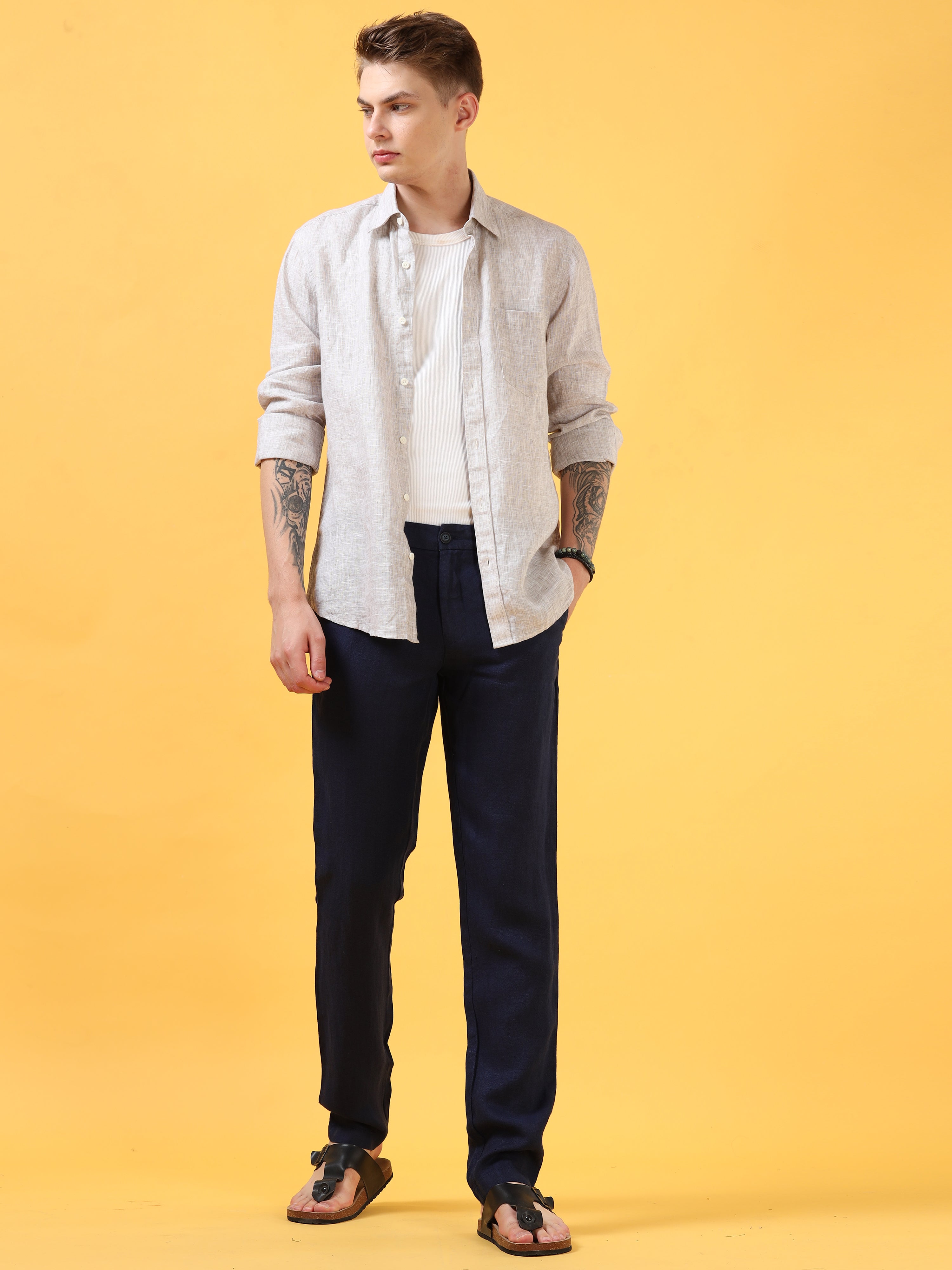 Deep Navy Linen Pant