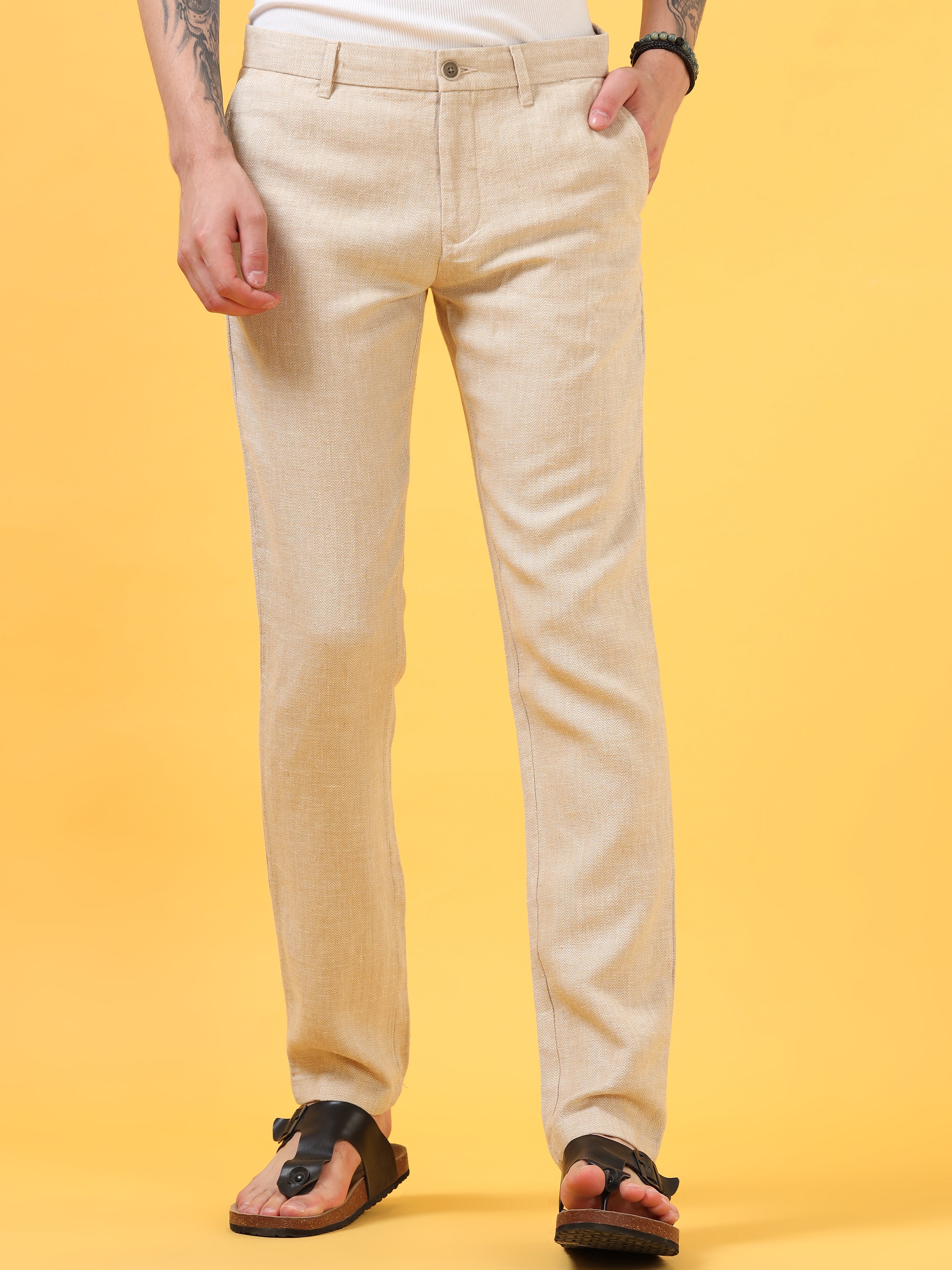 Warm Beige Linen Pant