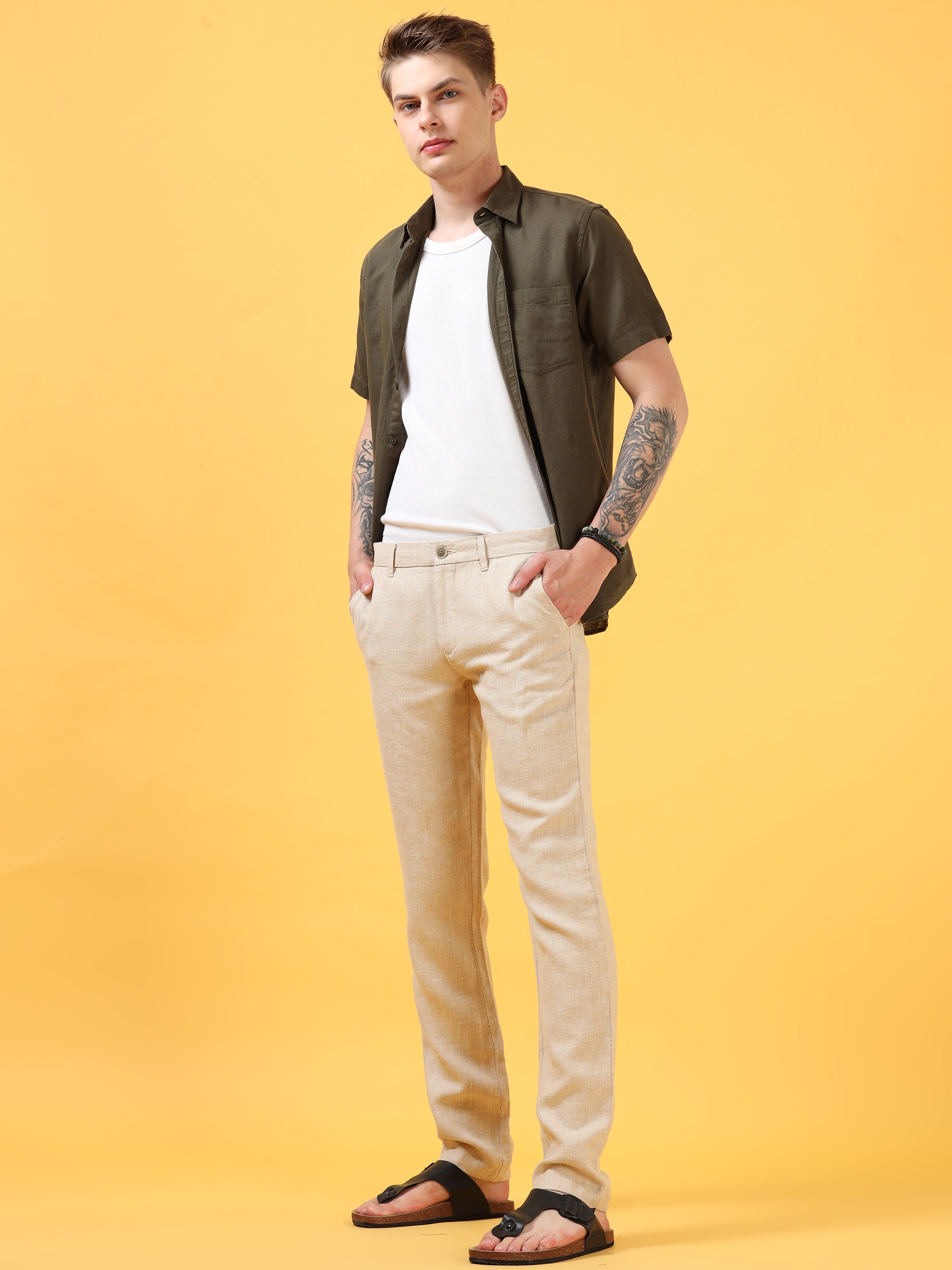 Warm Beige Linen Pant