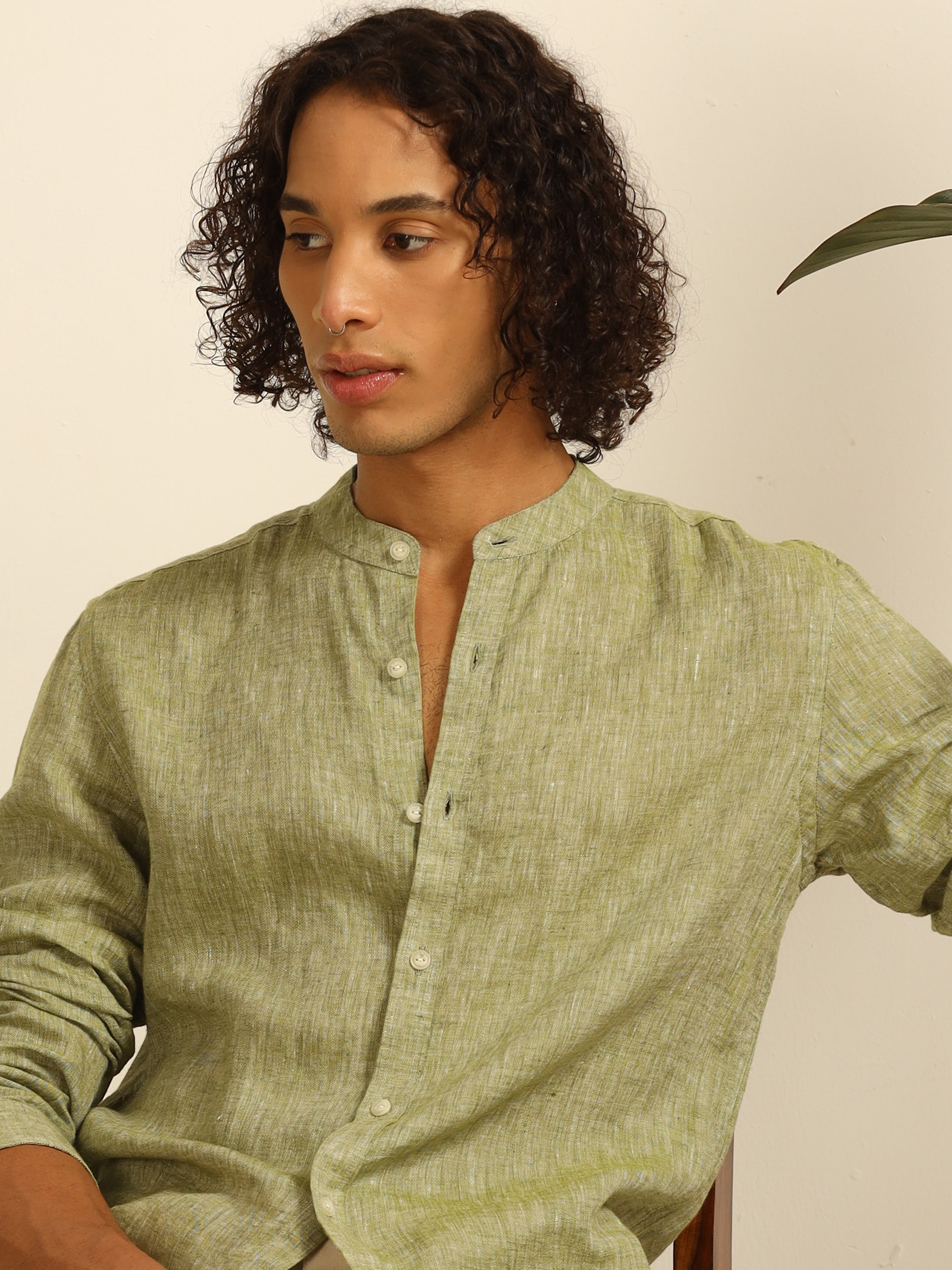 Sage essence 55% linen shirt