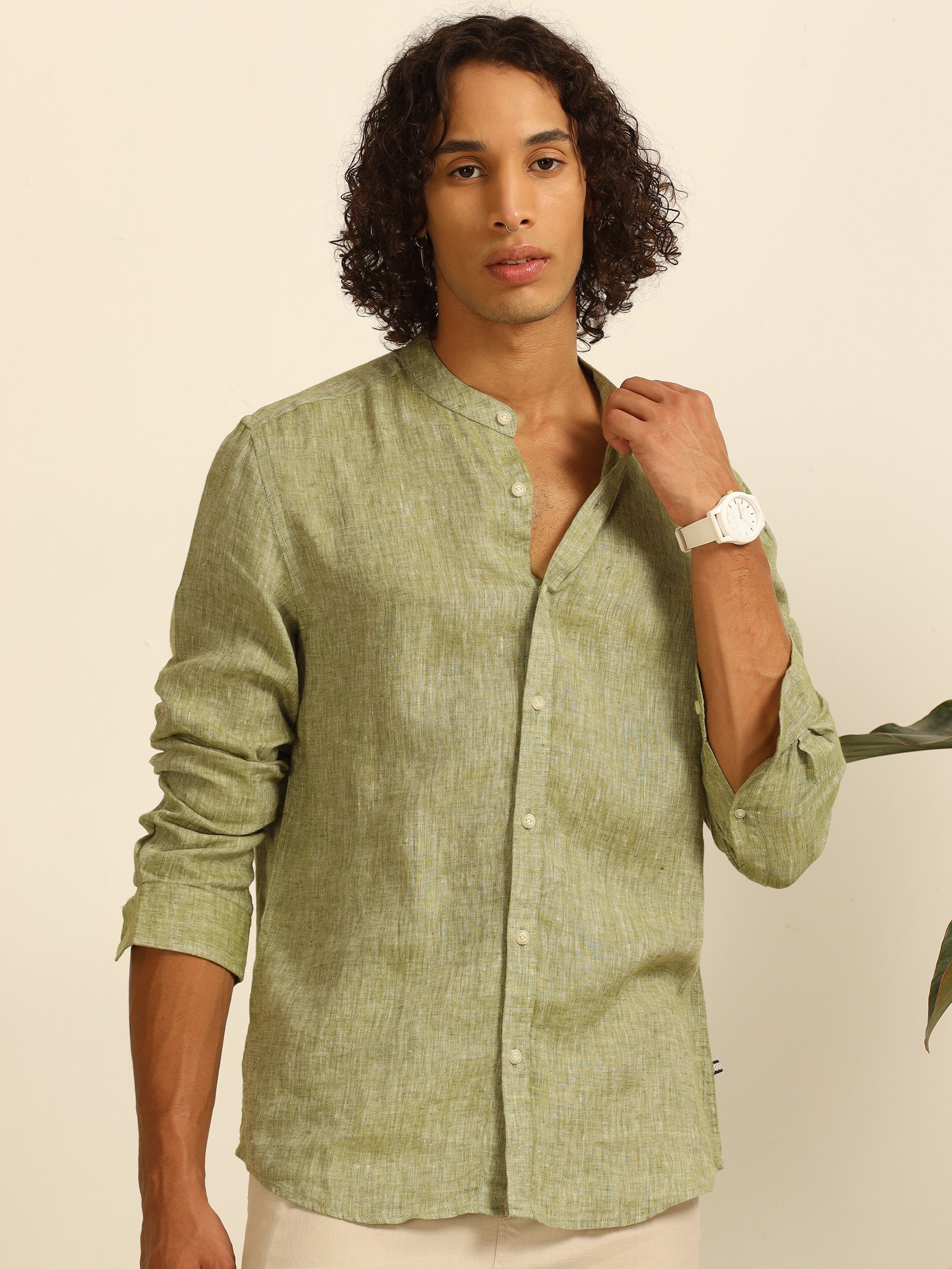 Sage essence 55% linen shirt