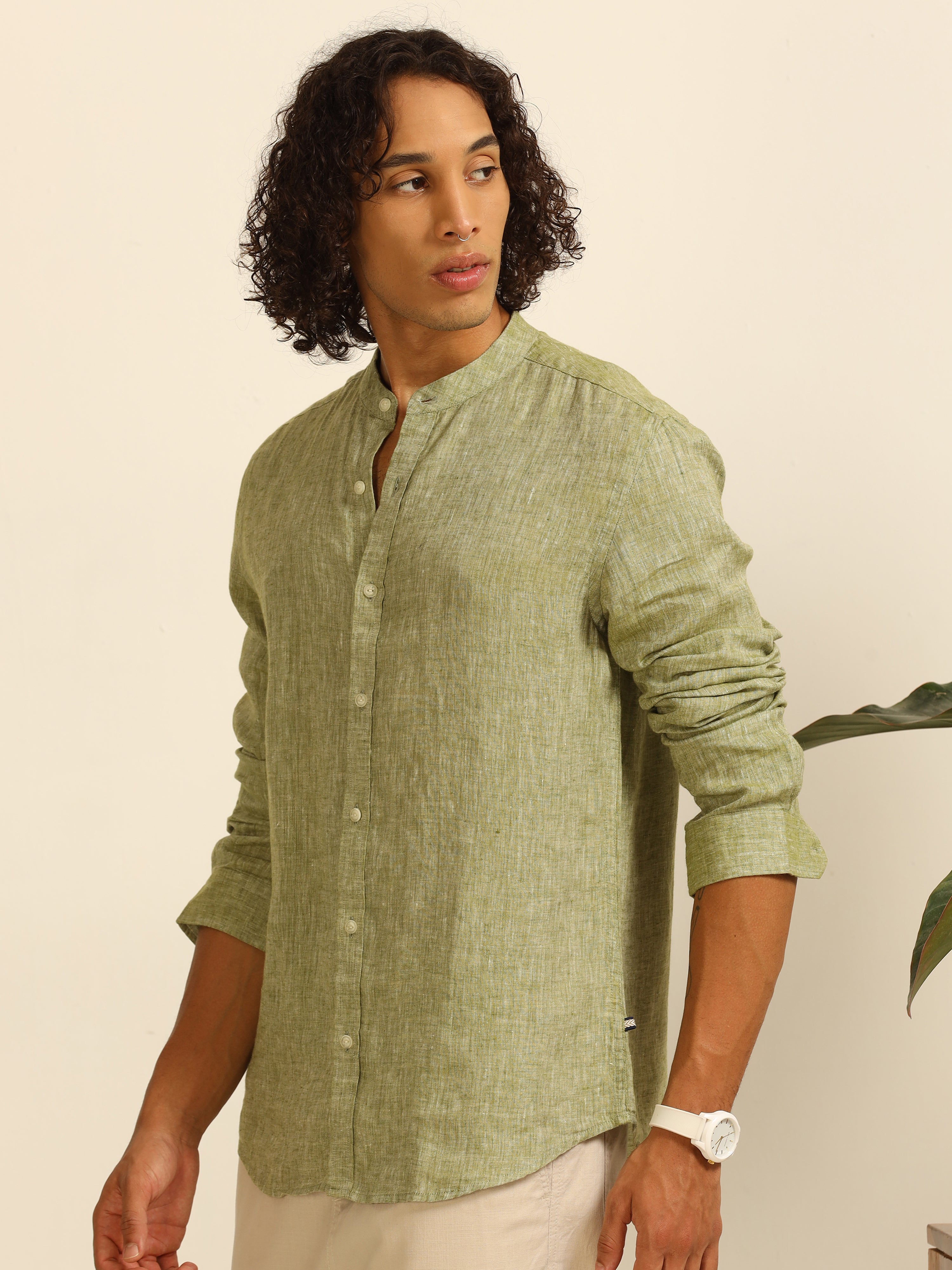 Sage essence 55% linen shirt