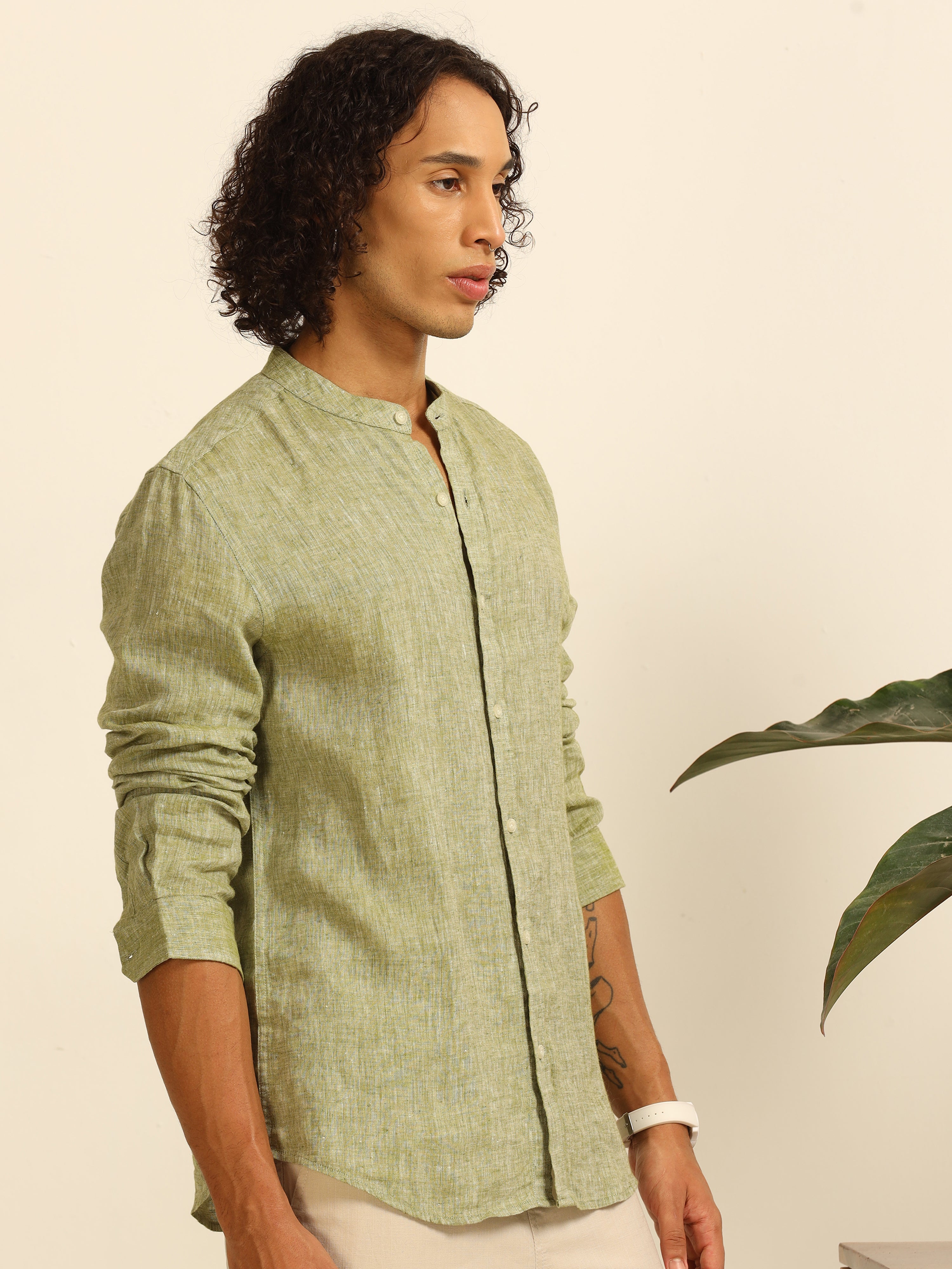 Sage essence 55% linen shirt