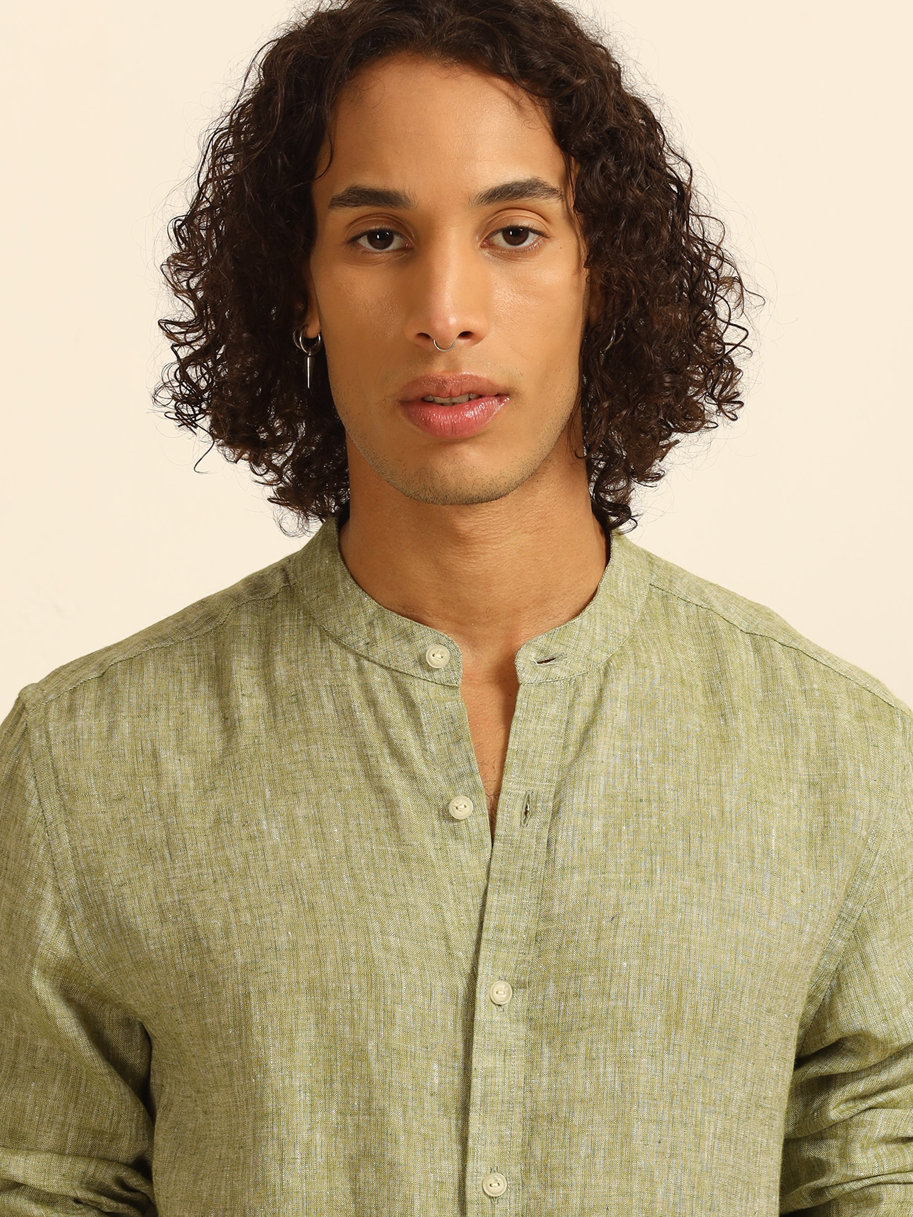 Sage essence 55% linen shirt