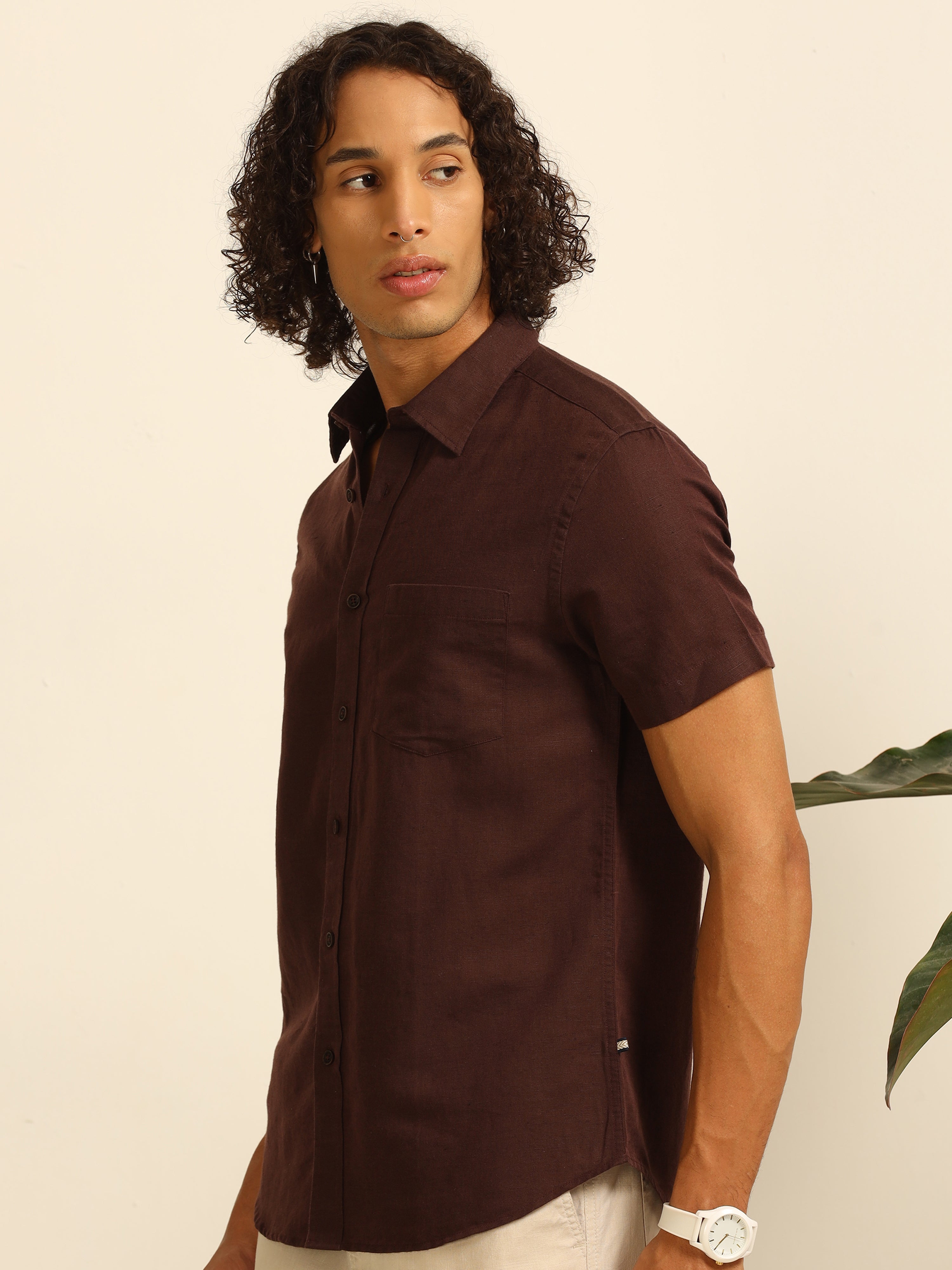 Mocha Charm 55% linen shirt