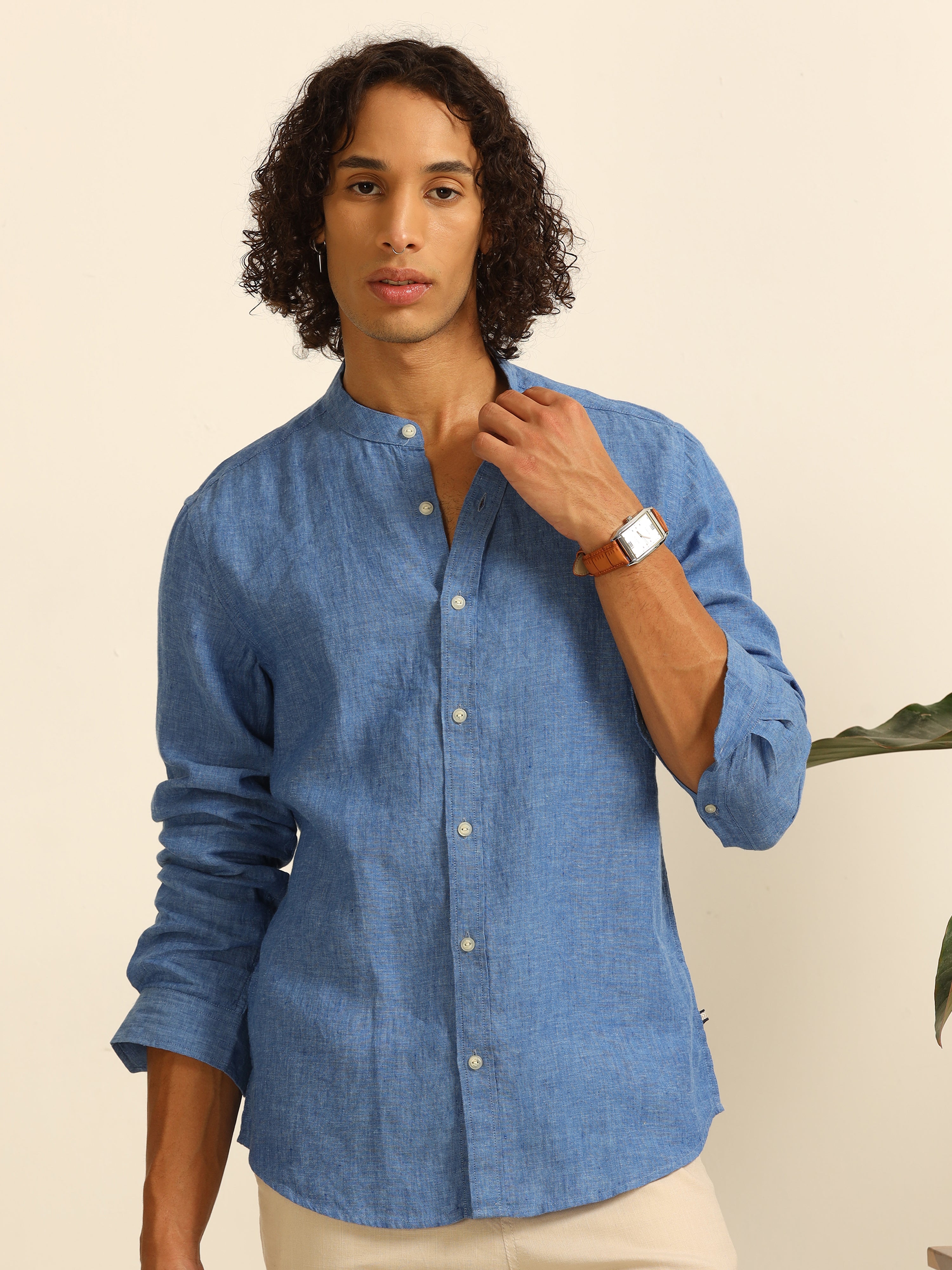 Ocean Depths 55% linen shirt