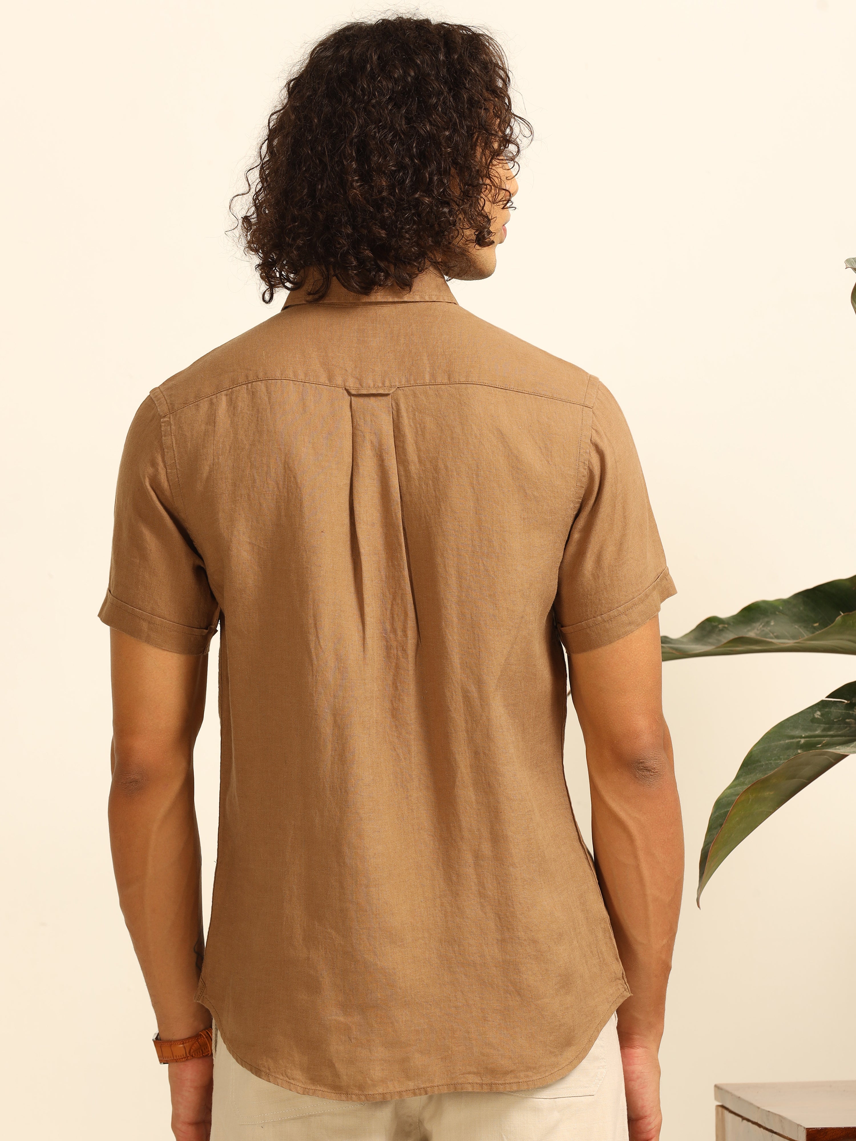 Khaki Hues 55% linen shirt