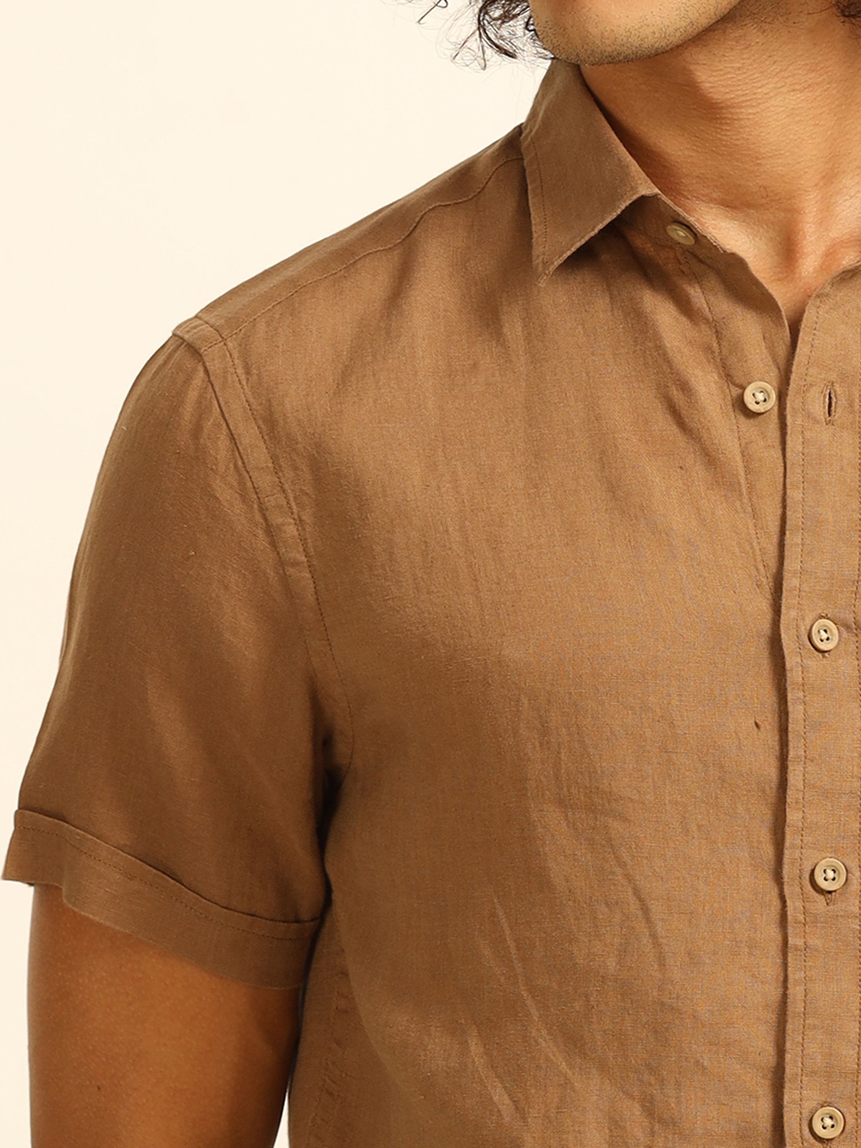 Khaki Hues 55% linen shirt