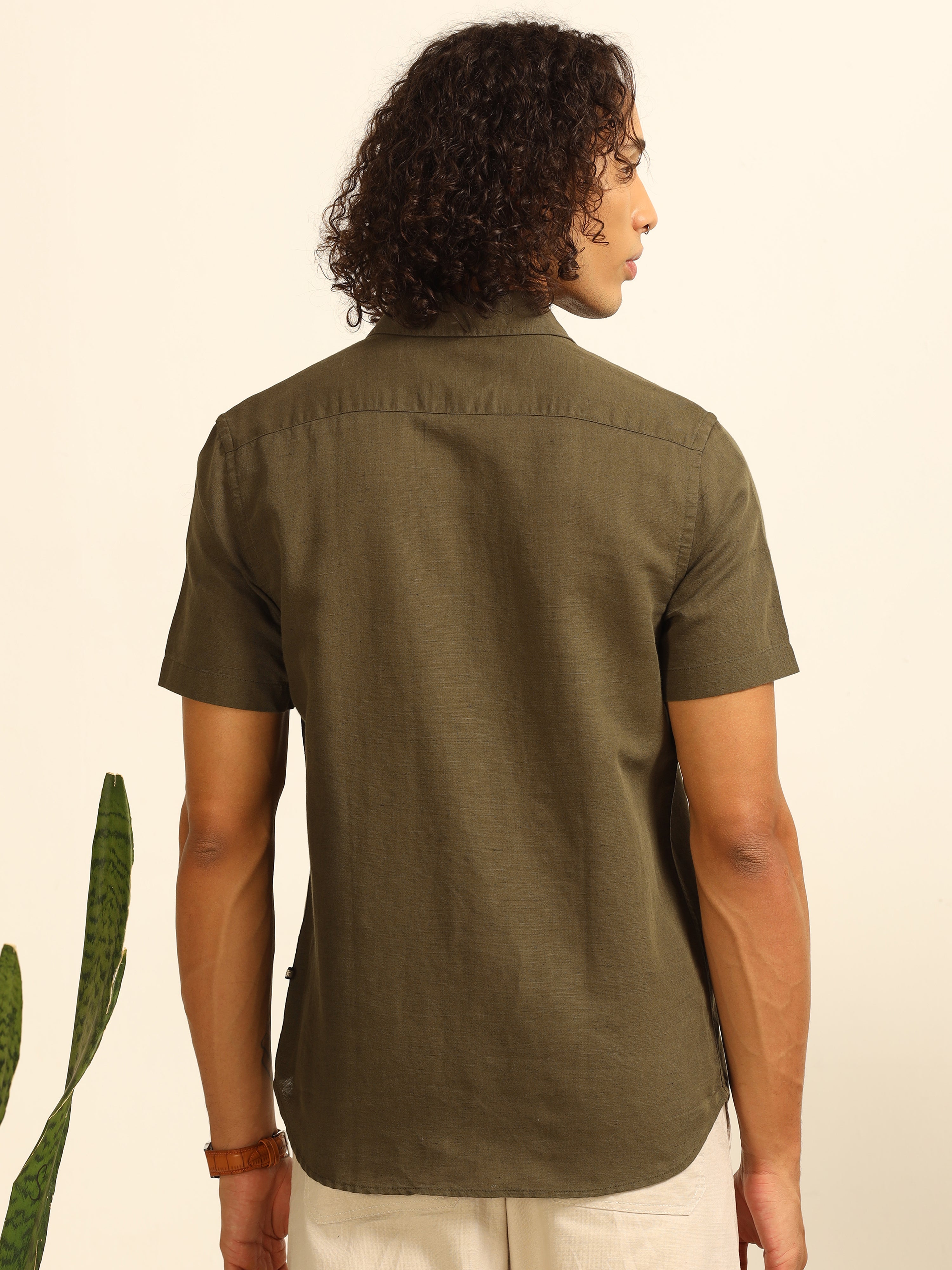 Olive Grove 55% linen shirt