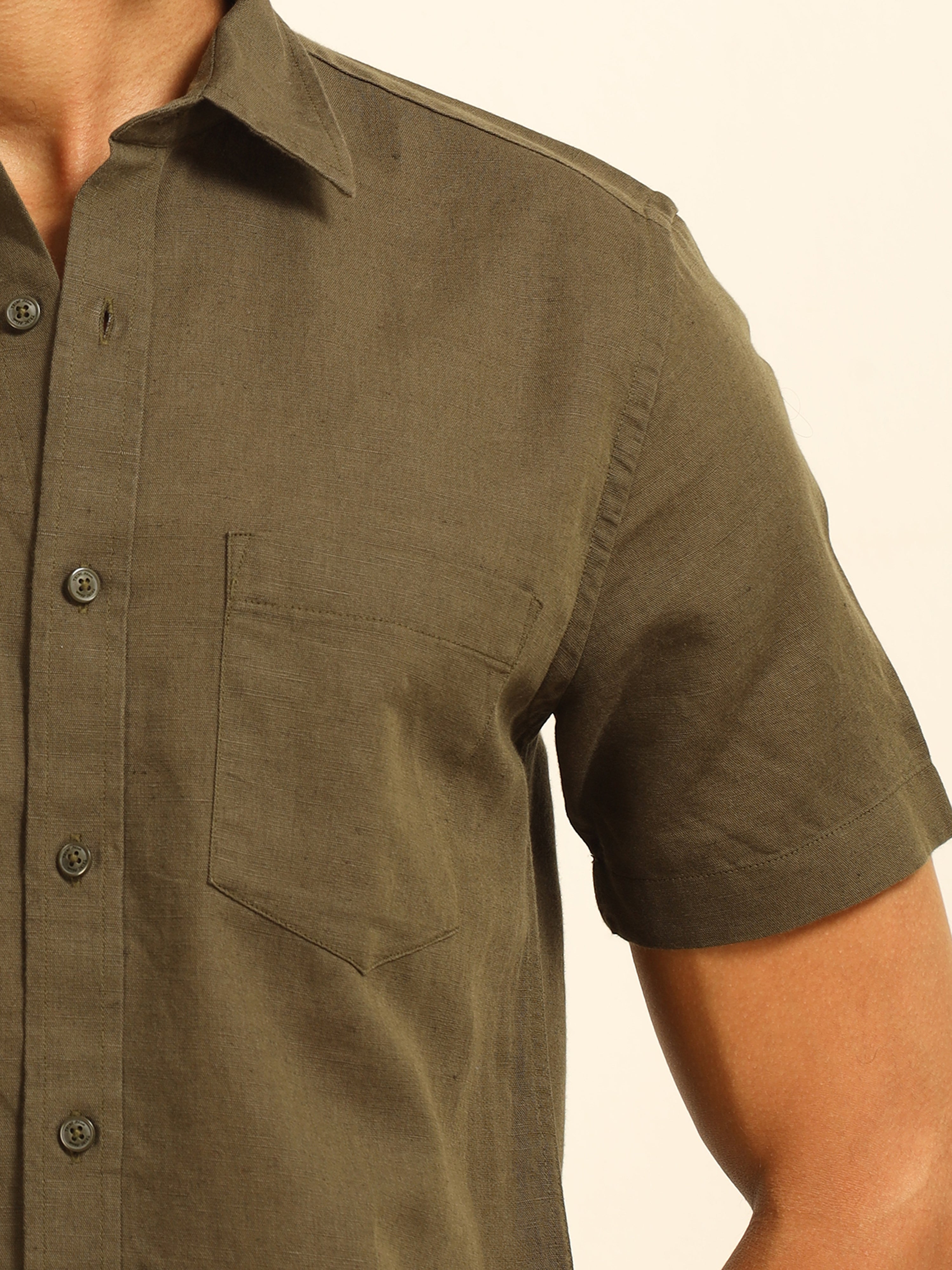 Olive Grove 55% linen shirt