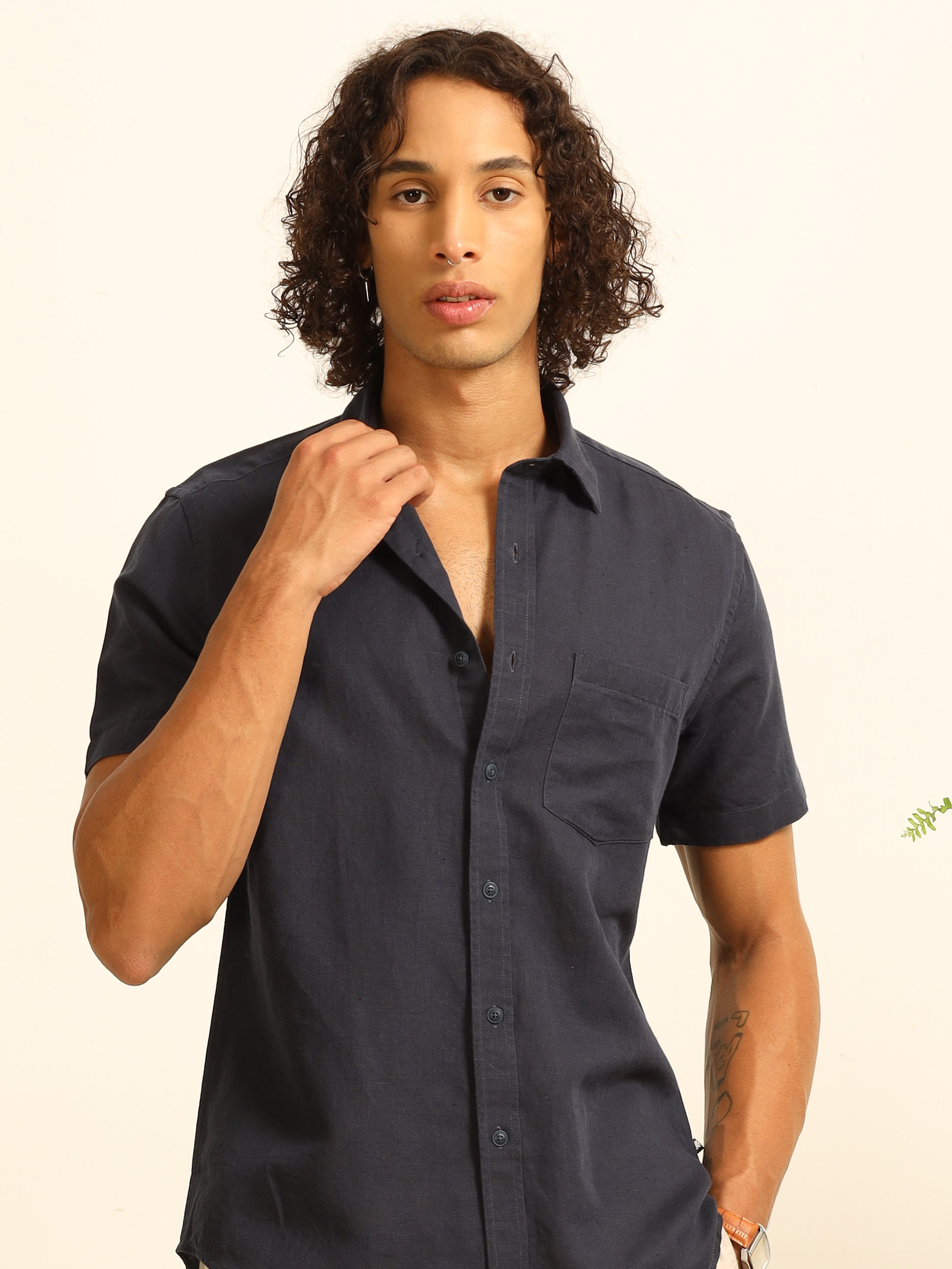 Marine Calm 55% linen shirt