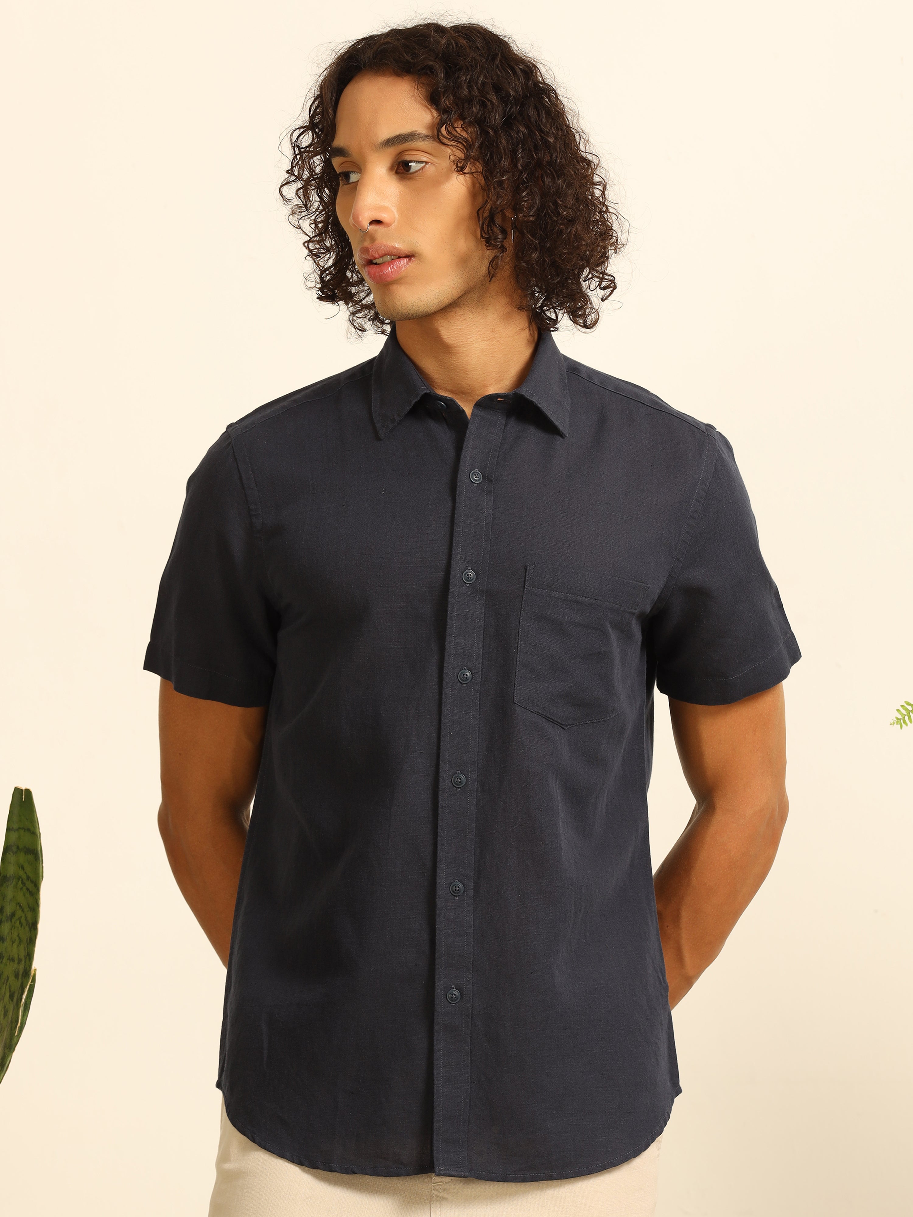 Marine Calm 55% linen shirt