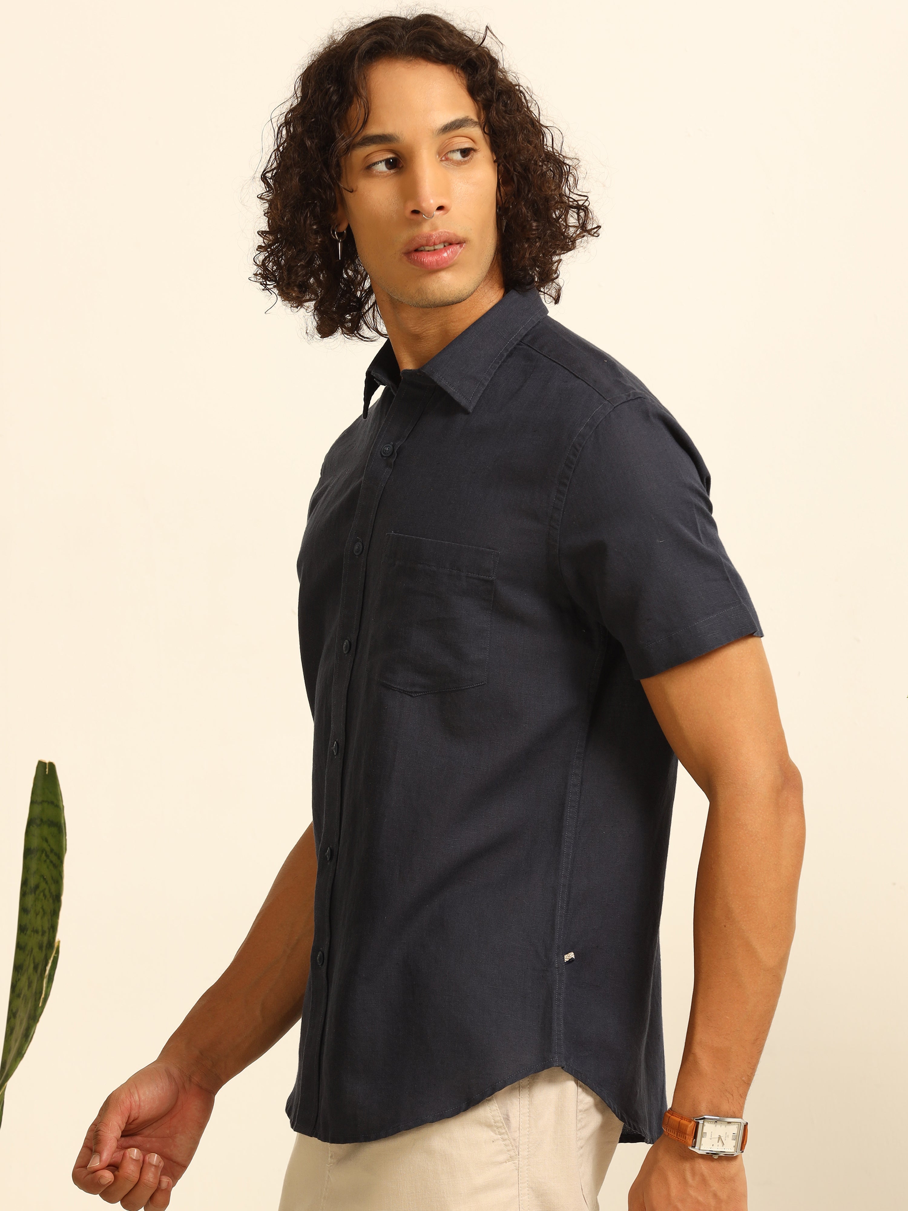 Marine Calm 55% linen shirt