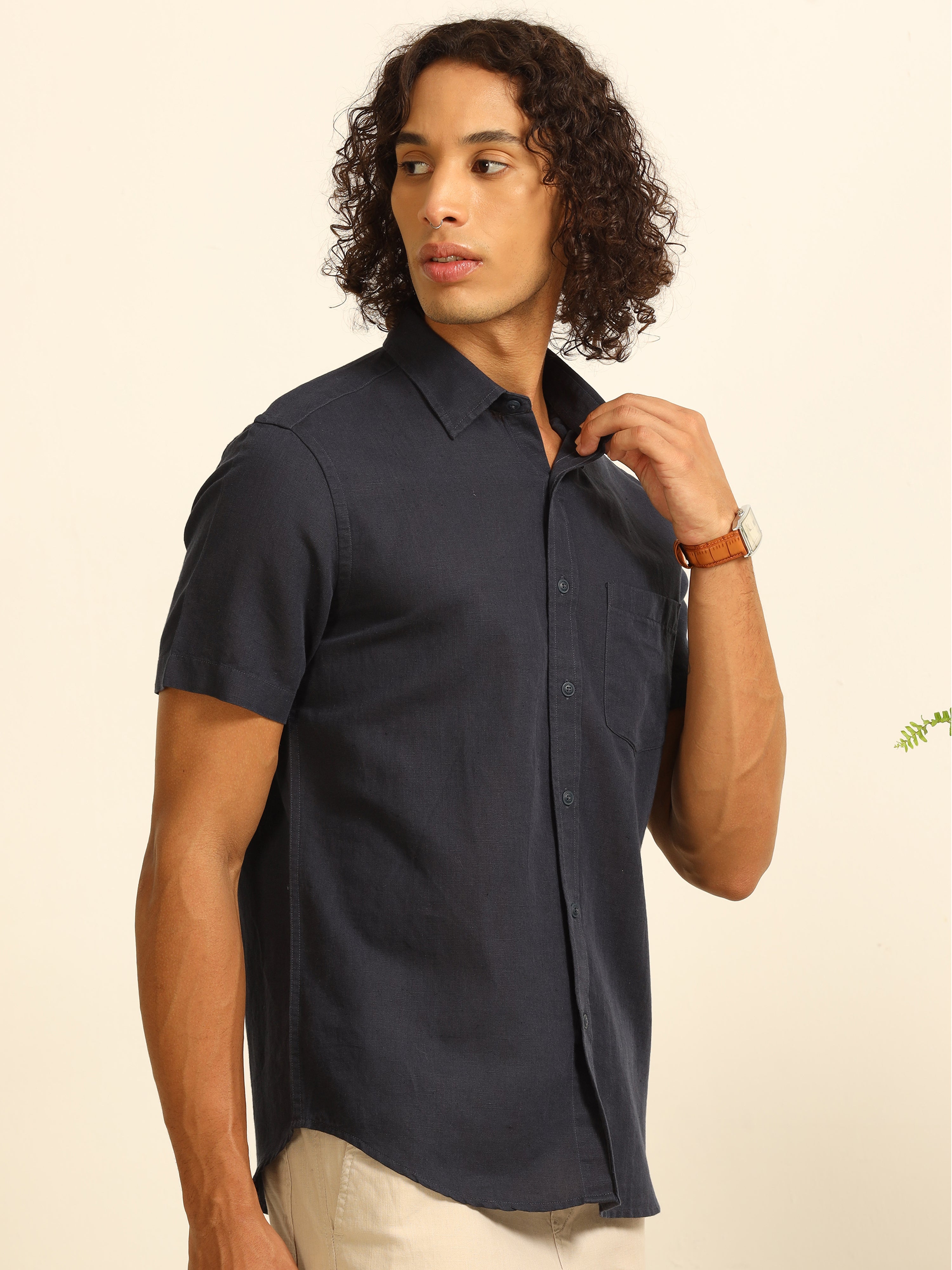 Marine Calm 55% linen shirt