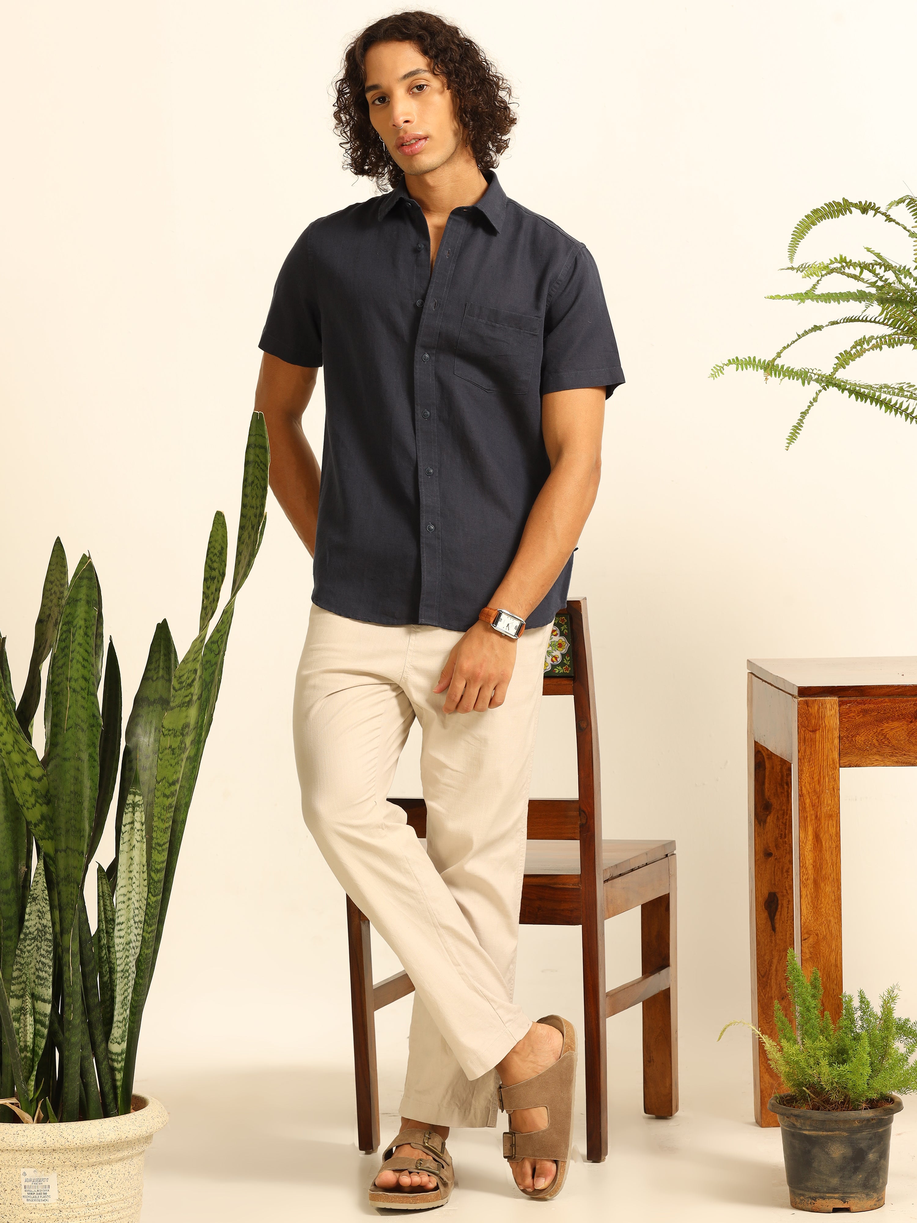 Marine Calm 55% linen shirt