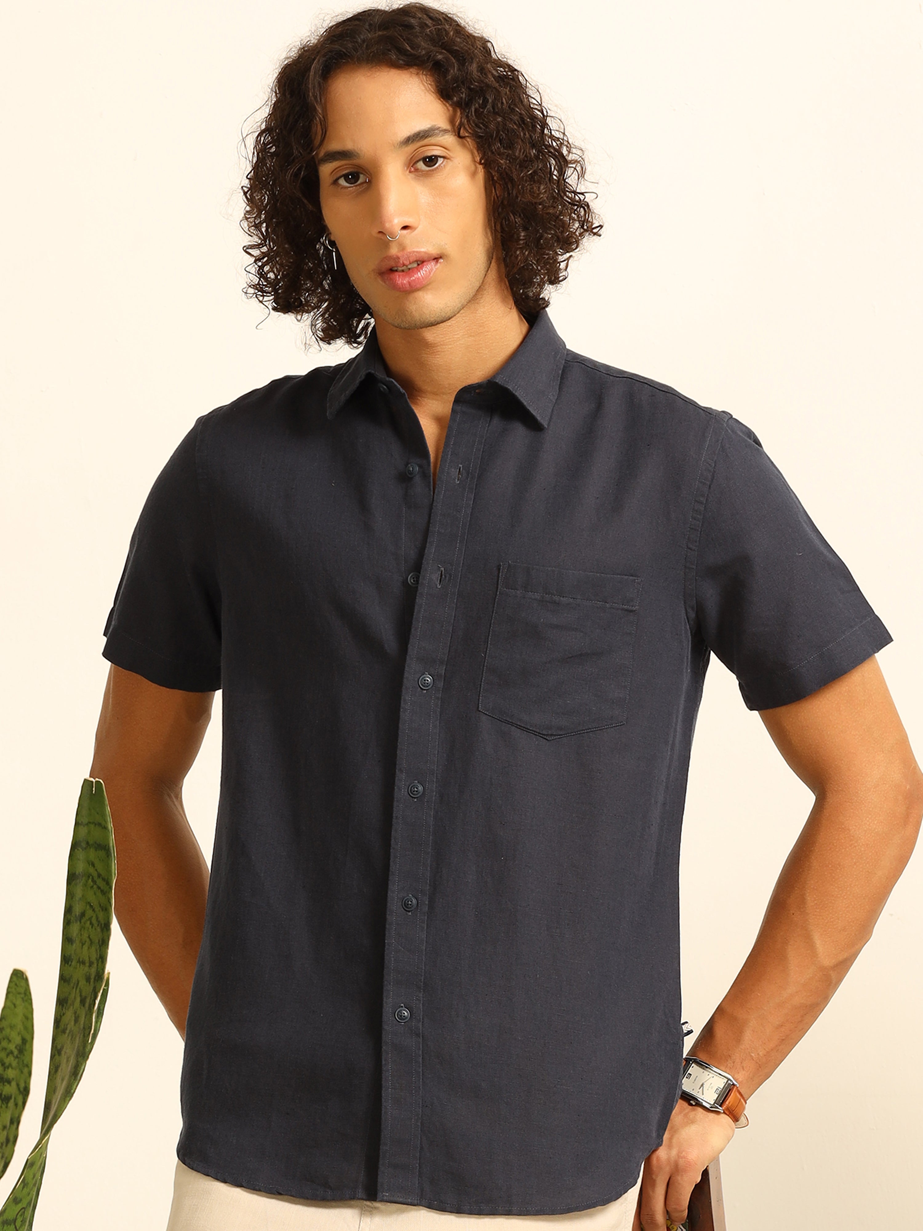 Marine Calm 55% linen shirt