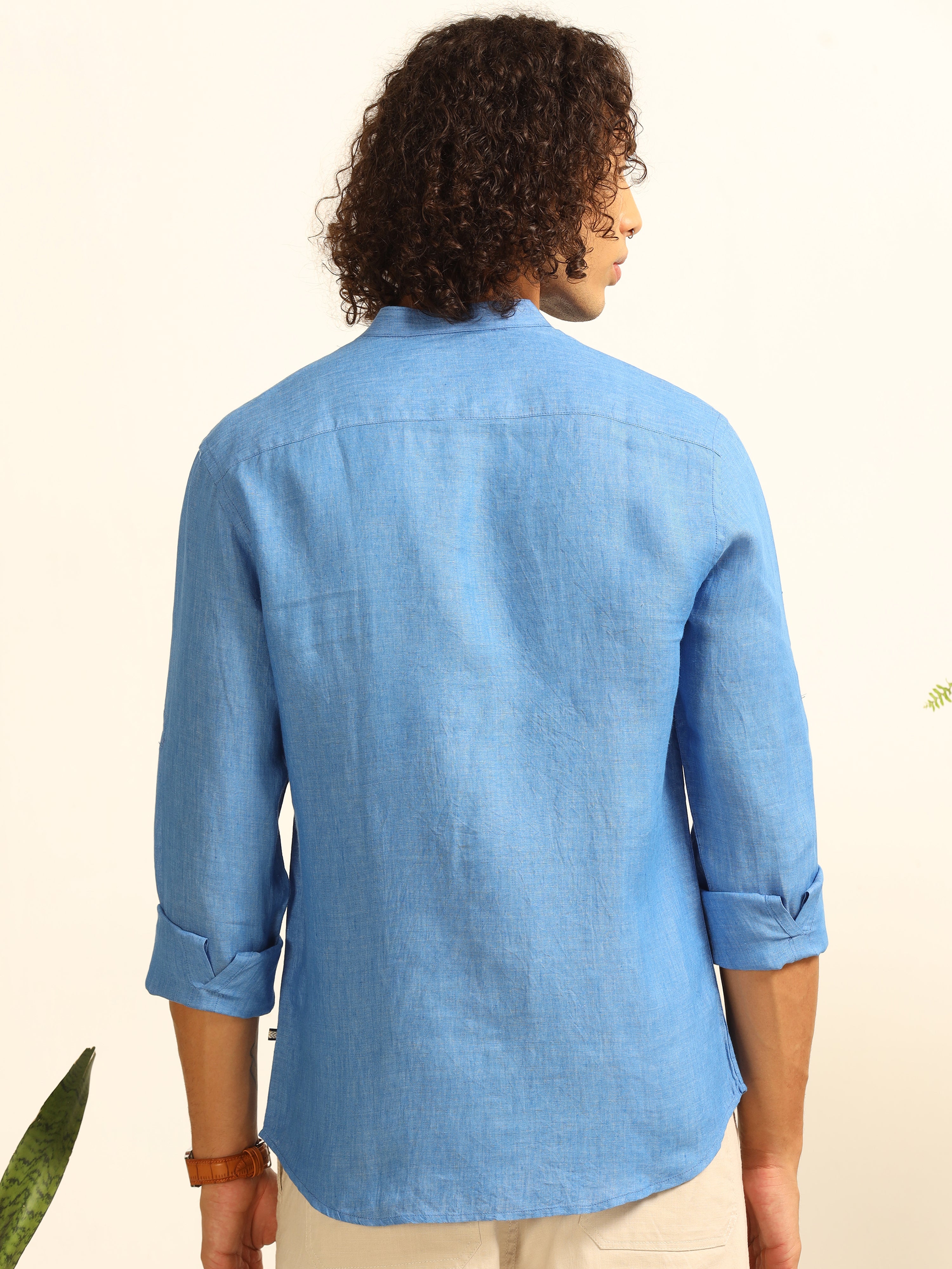 Skyline Blue 100% linen shirt