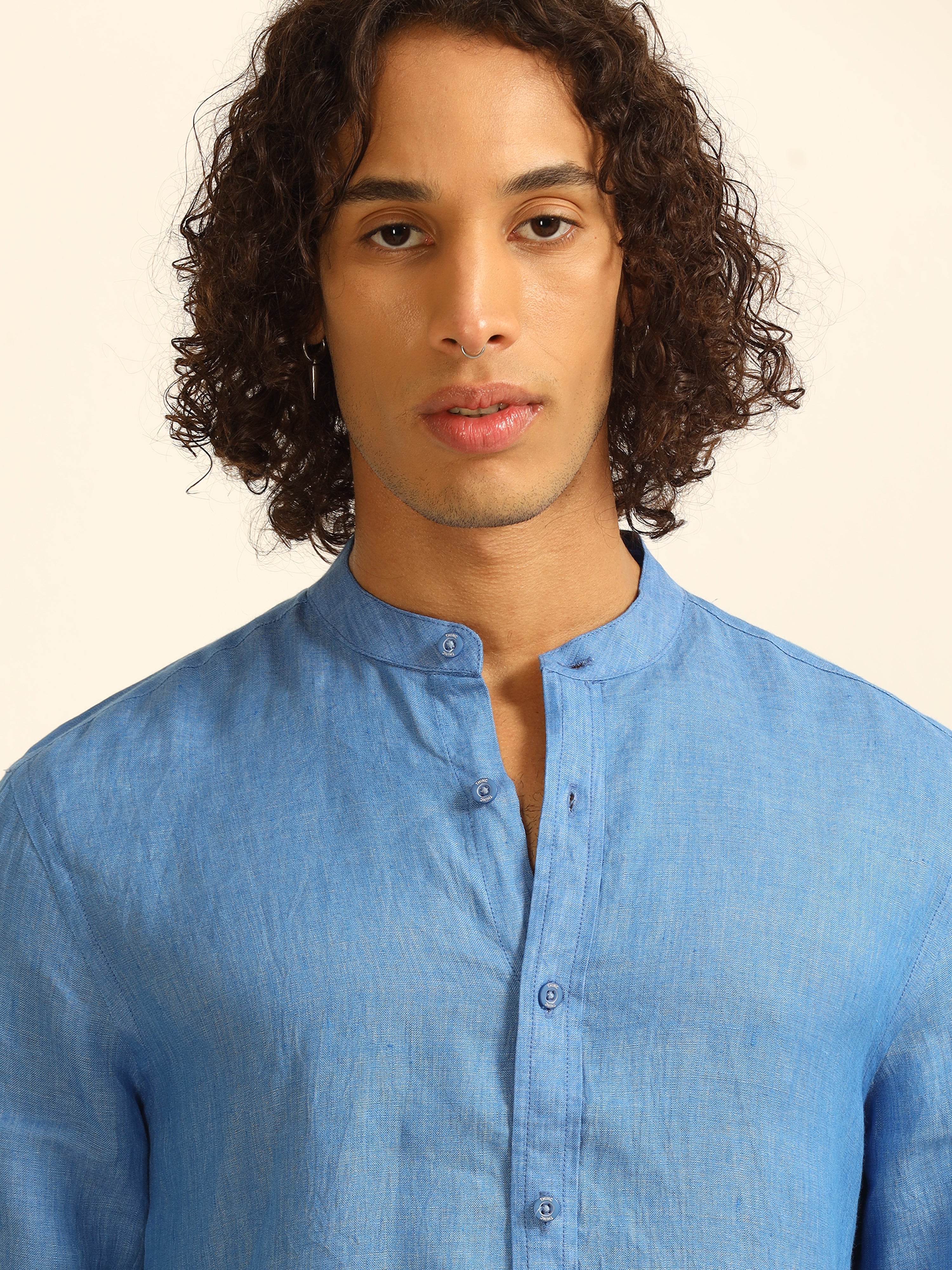 Skyline Blue 100% linen shirt