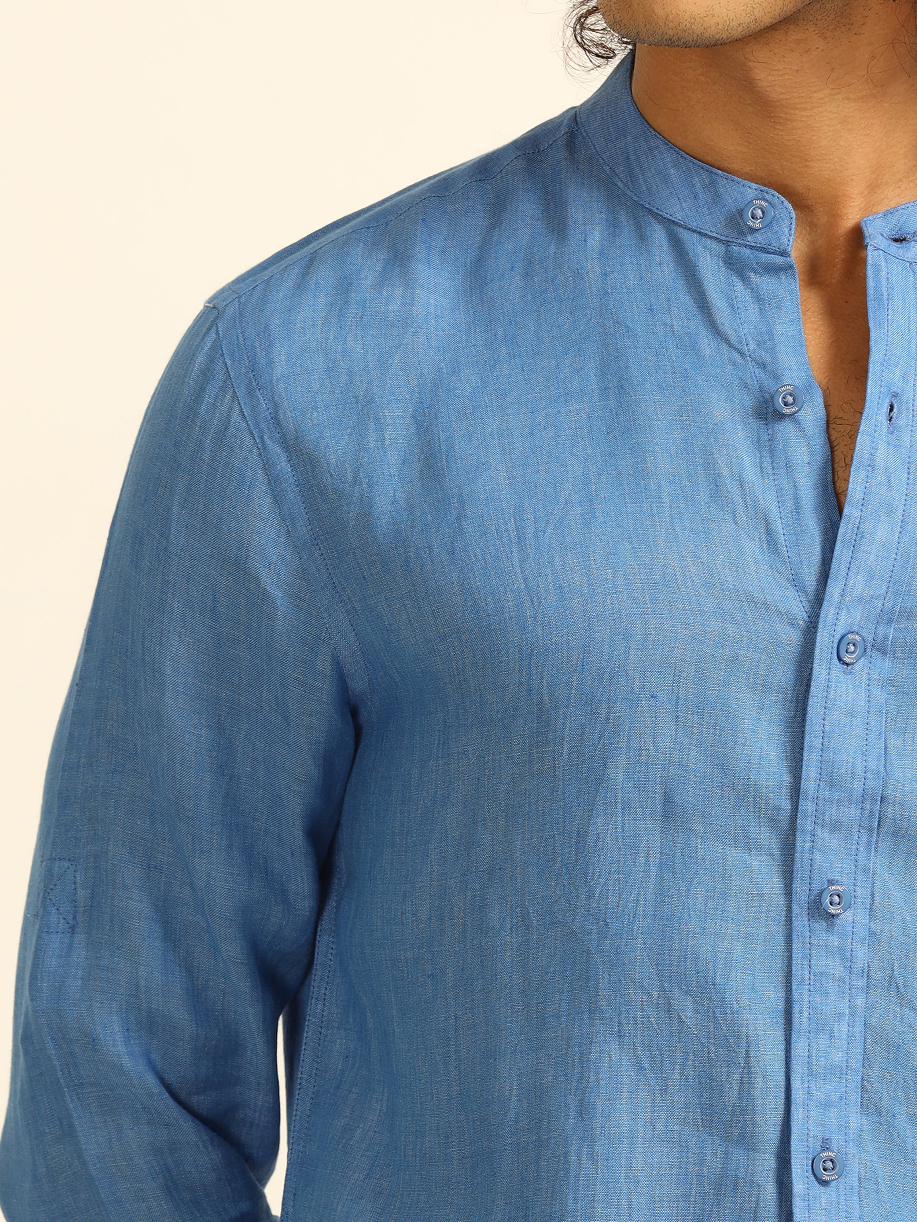 Skyline Blue 100% linen shirt