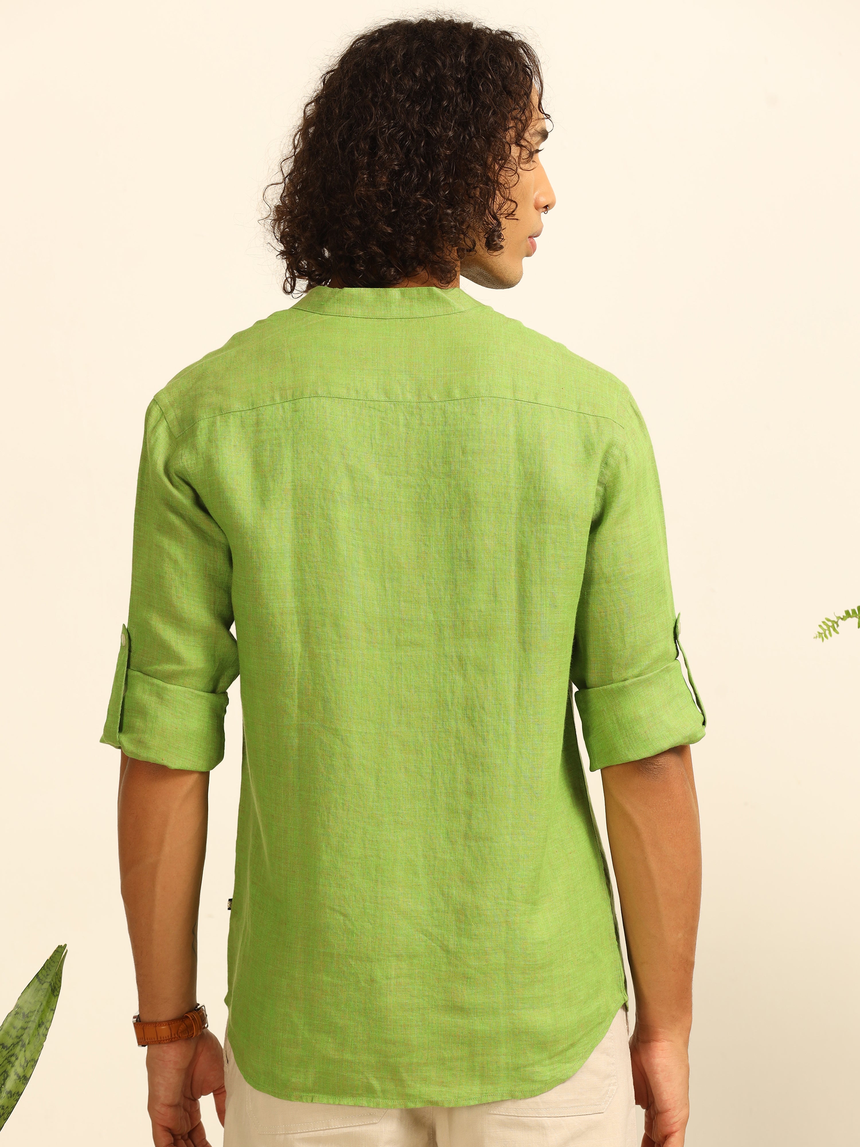 Mossy Calm 100% linen shirt