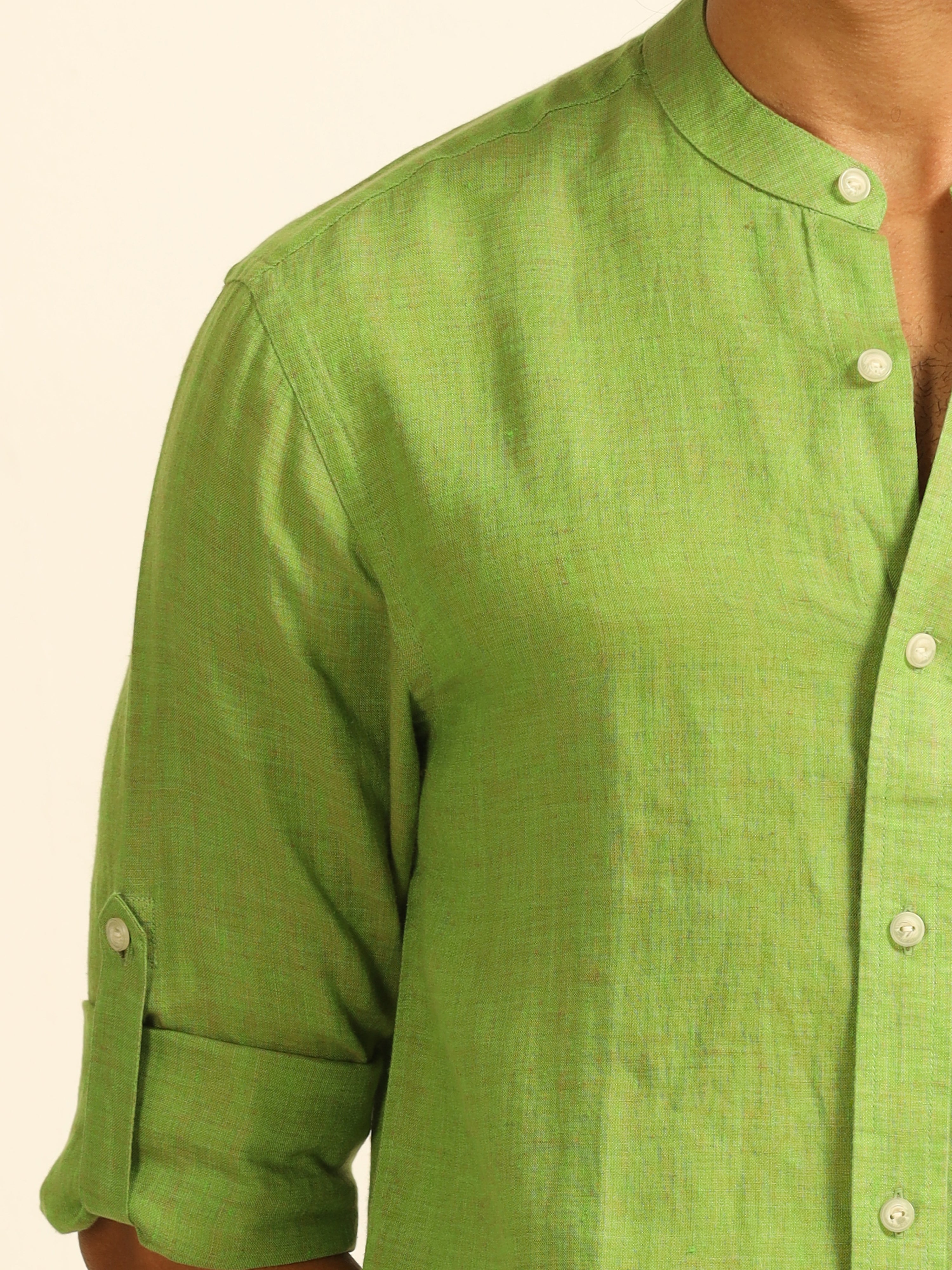 Mossy Calm 100% linen shirt