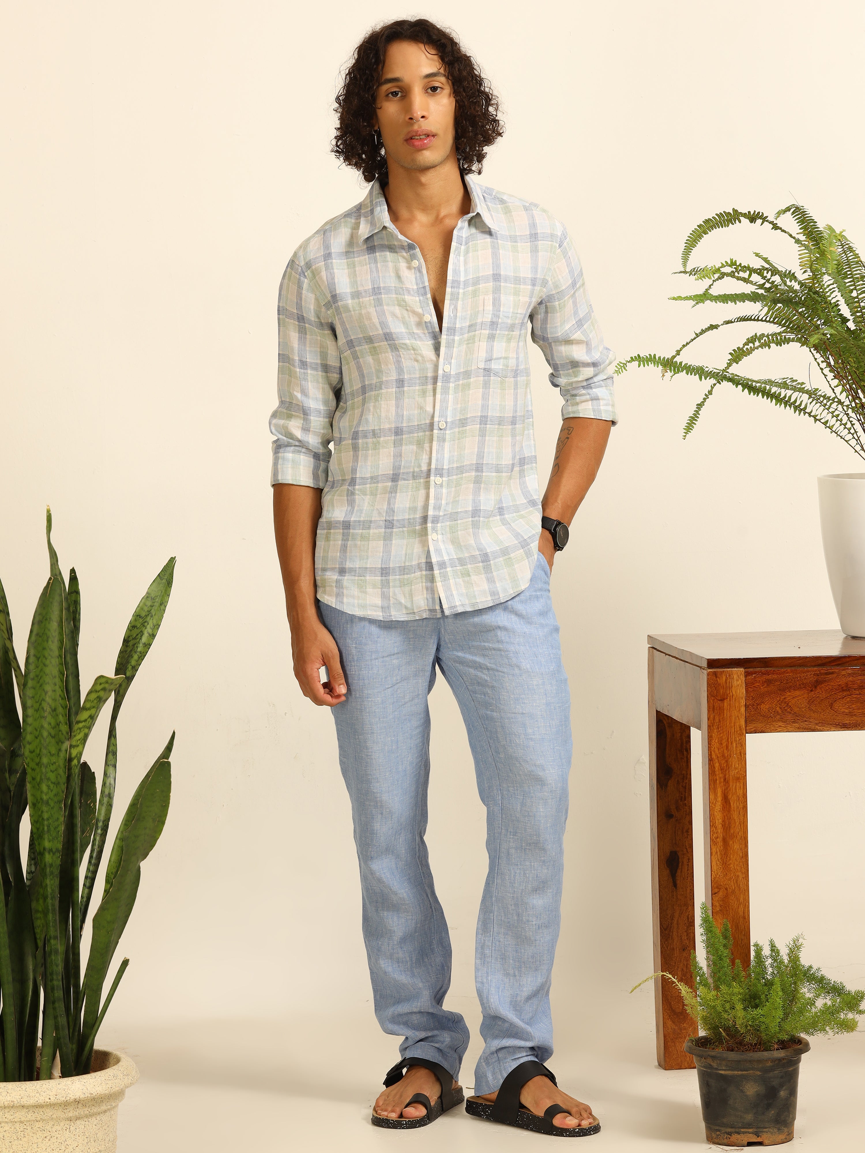 Cloud line 100% linen shirt