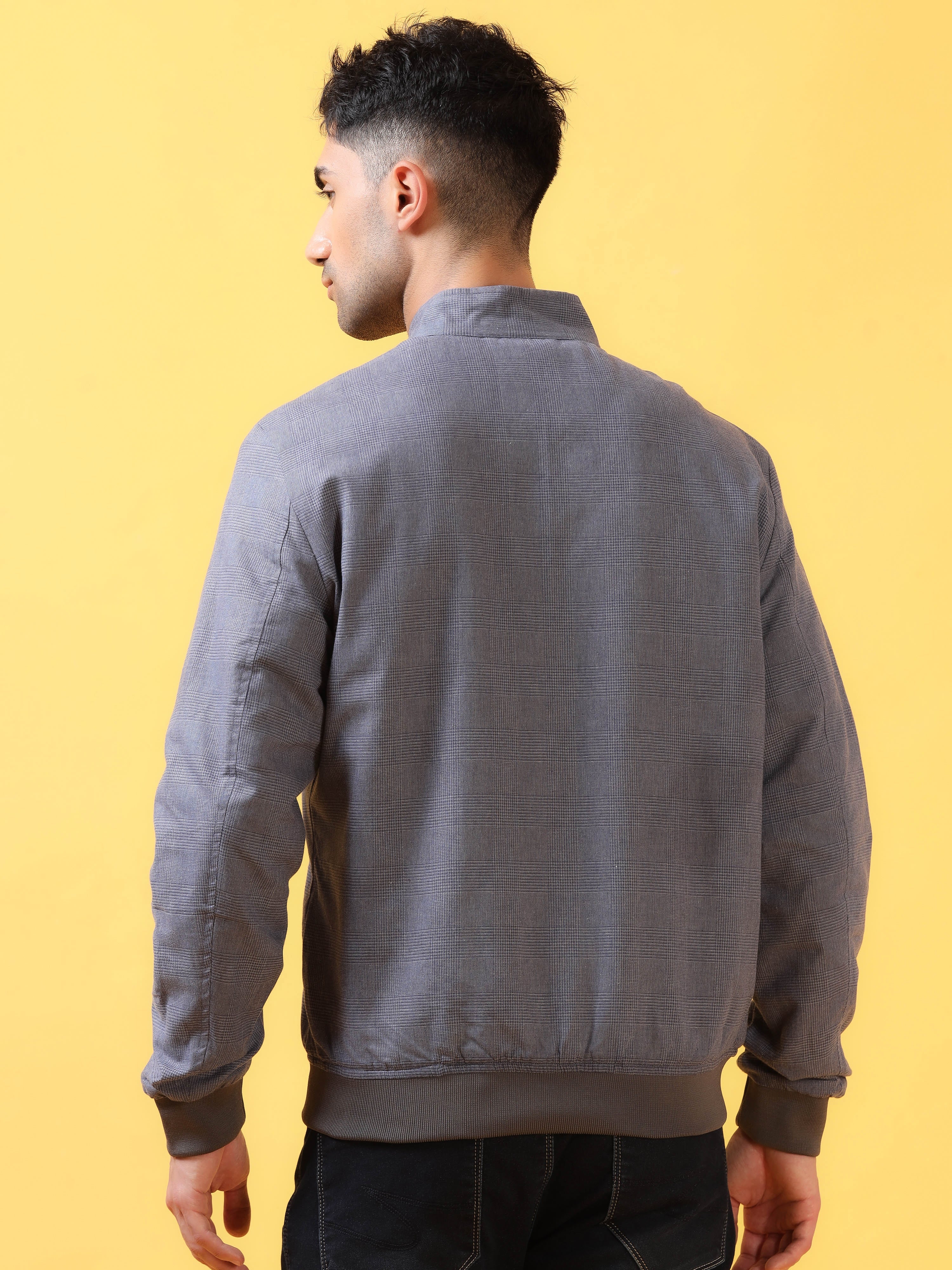 Carbon Grey Check Bomber