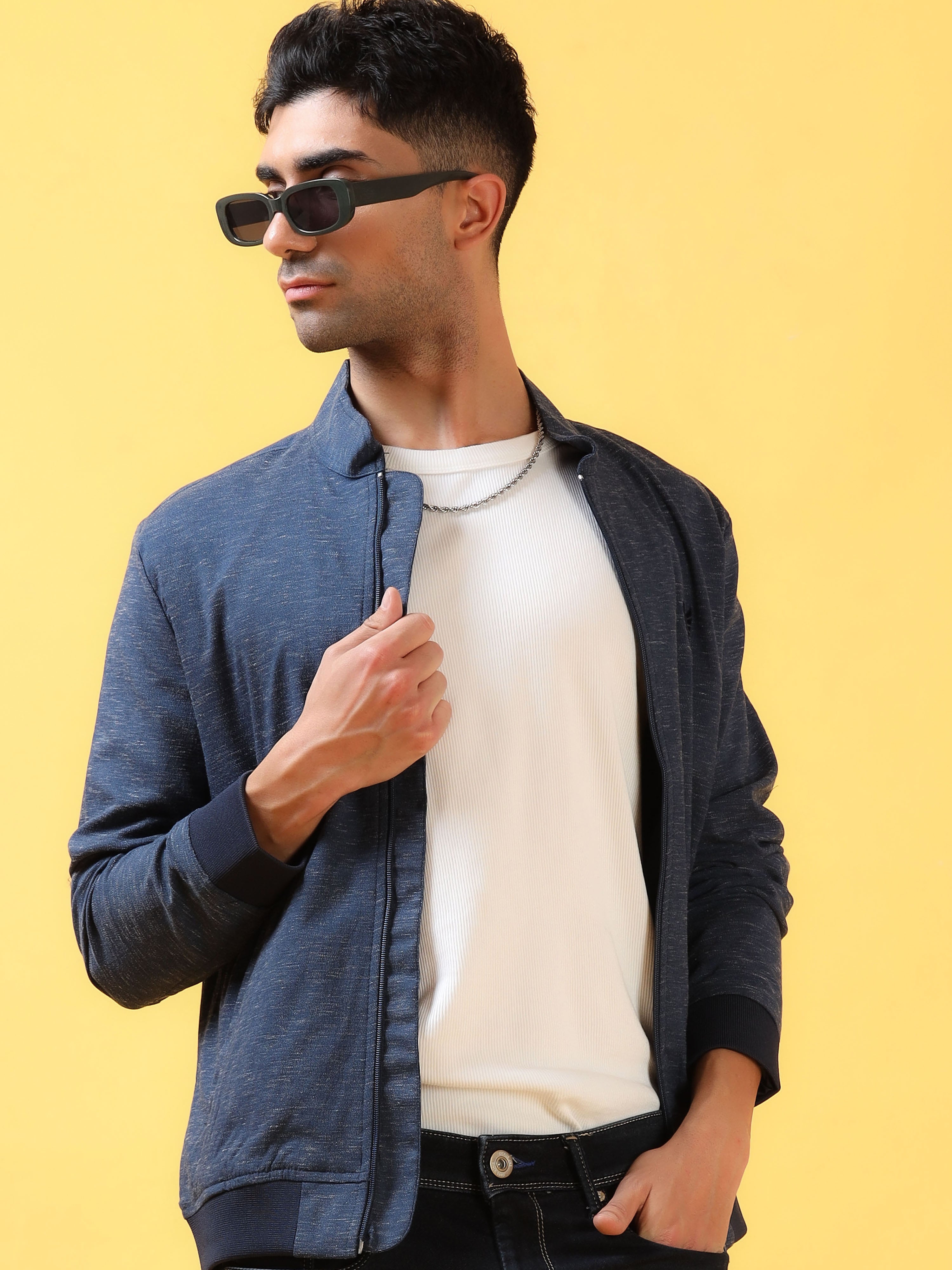 Sharp Blue Solid Bomber