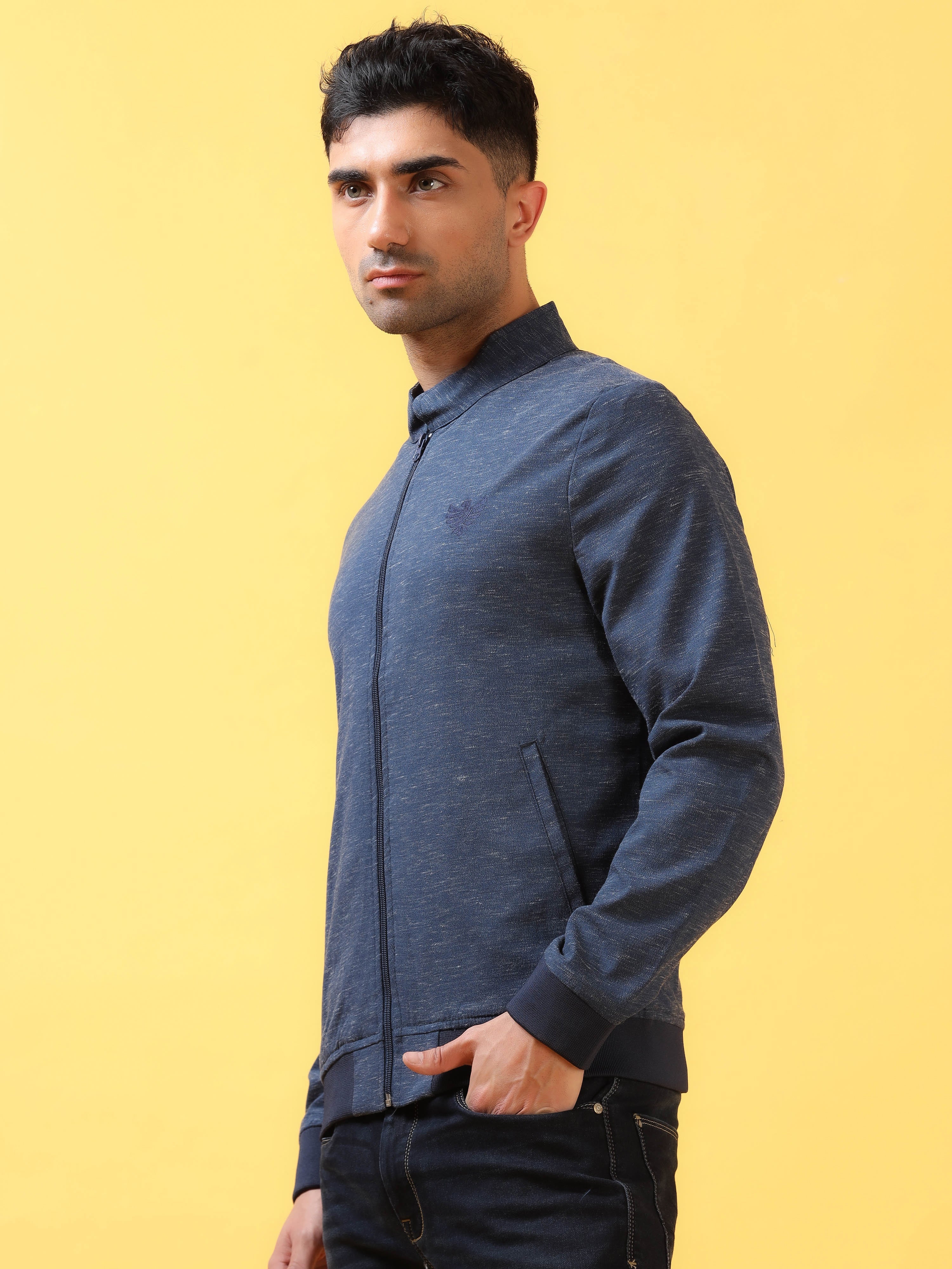 Sharp Blue Solid Bomber